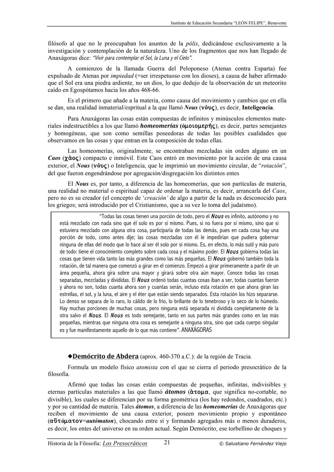HISTORIA
DE LA
FILOSOFÍA
por Salustiano Fernández Viejo
► INSTITUTO DE EDUCACIÓN SECUNDARIA "LEÓN FELIPE"
DE BENAVENTE
◆ DEPARTAMENTO DE FIL