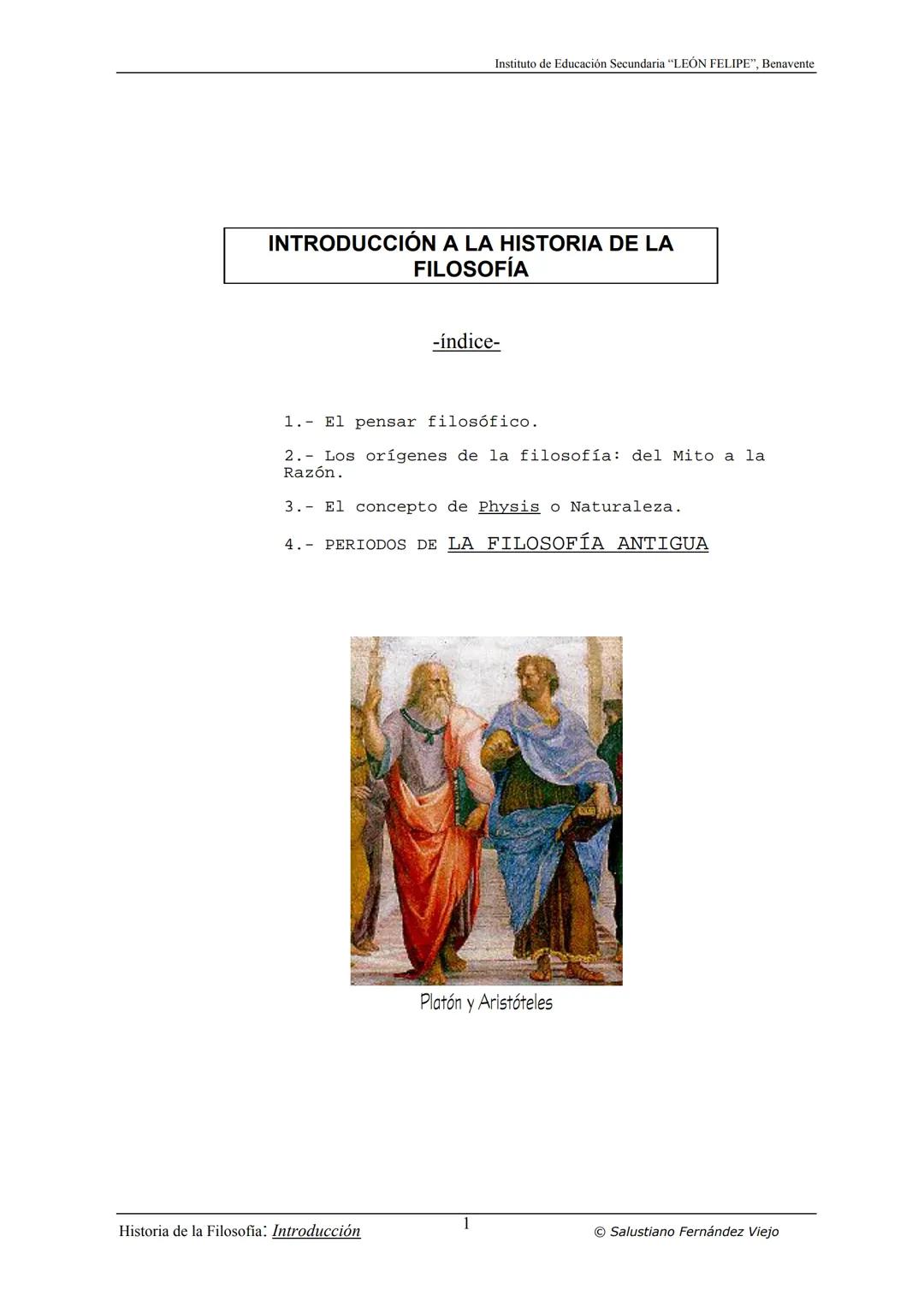 HISTORIA
DE LA
FILOSOFÍA
por Salustiano Fernández Viejo
► INSTITUTO DE EDUCACIÓN SECUNDARIA "LEÓN FELIPE"
DE BENAVENTE
◆ DEPARTAMENTO DE FIL