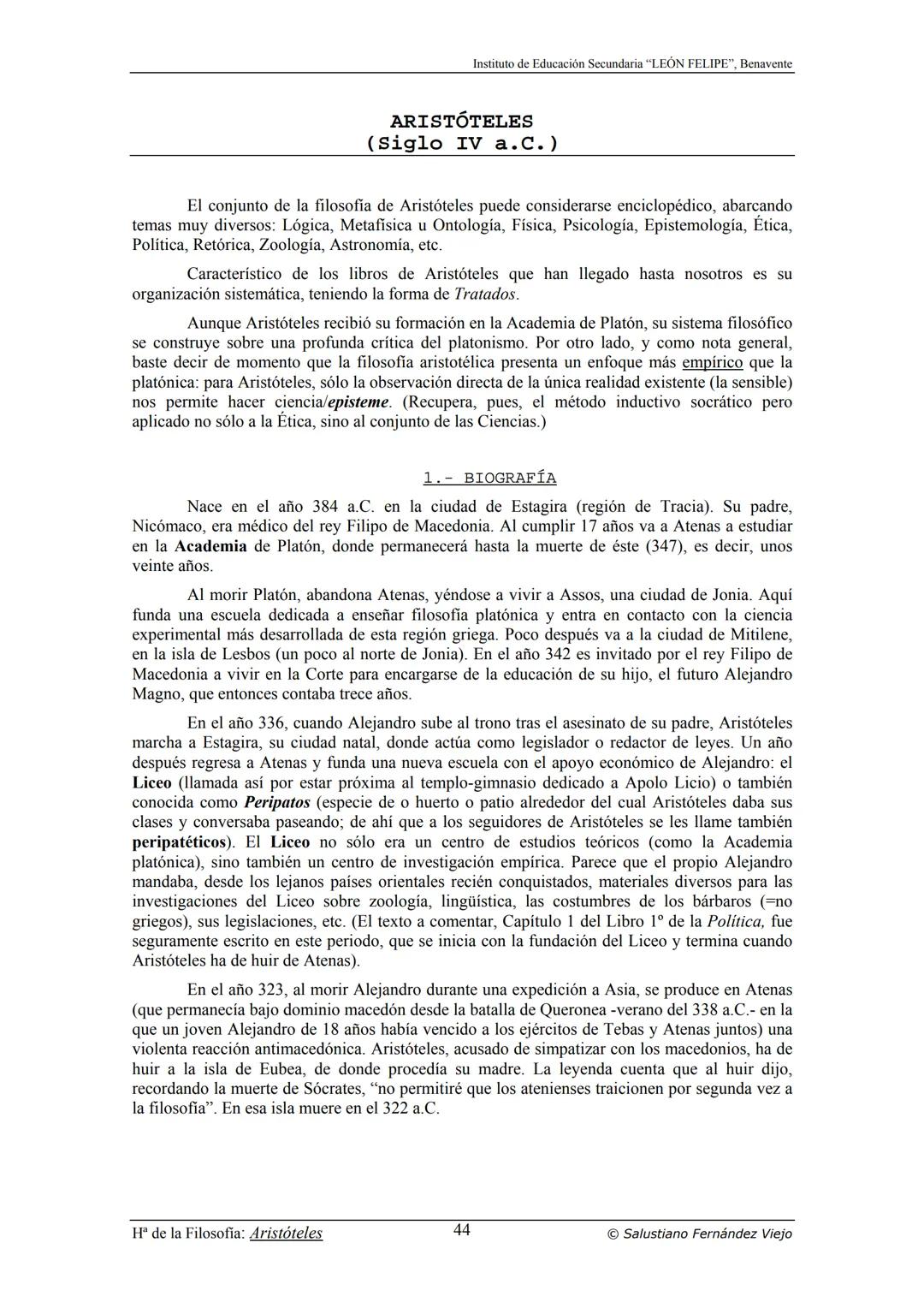 HISTORIA
DE LA
FILOSOFÍA
por Salustiano Fernández Viejo
► INSTITUTO DE EDUCACIÓN SECUNDARIA "LEÓN FELIPE"
DE BENAVENTE
◆ DEPARTAMENTO DE FIL