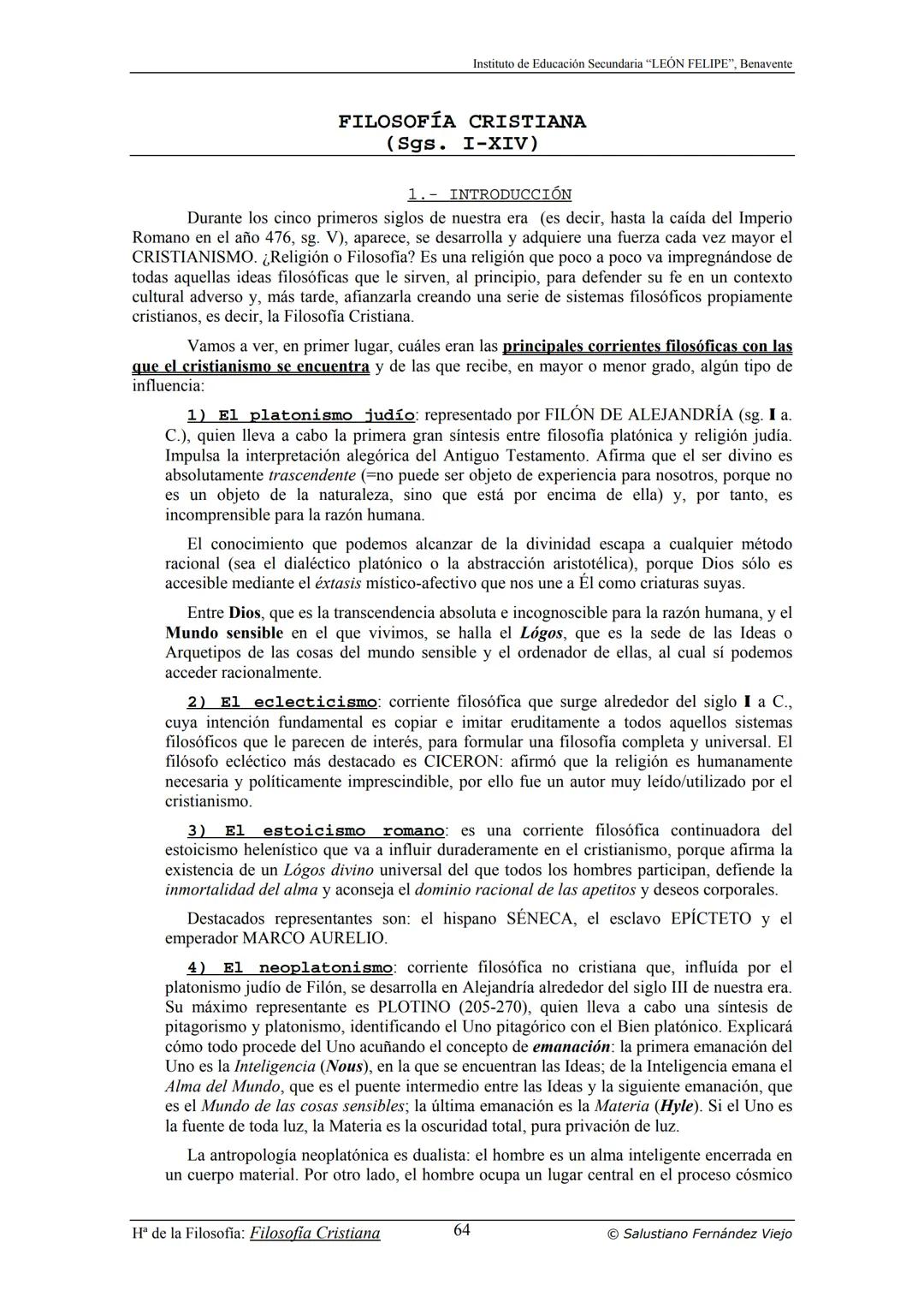 HISTORIA
DE LA
FILOSOFÍA
por Salustiano Fernández Viejo
► INSTITUTO DE EDUCACIÓN SECUNDARIA "LEÓN FELIPE"
DE BENAVENTE
◆ DEPARTAMENTO DE FIL