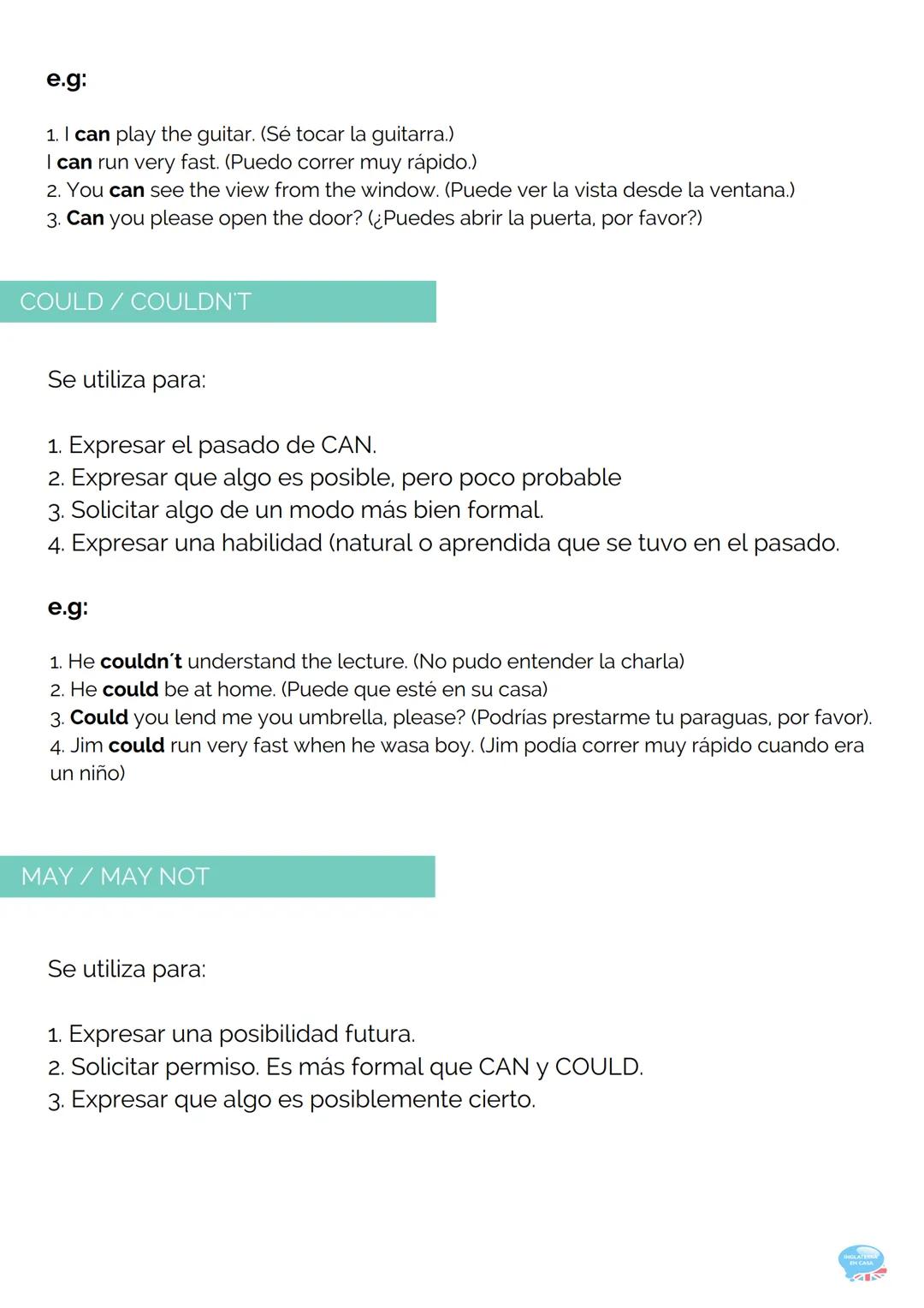 13.MODAL VERBS
(VERBOS MODALES)
GRAMÁTICA INGLESA PARTE 13
13.1. Características de los verbos modales
Los verbos modales no cambian su form