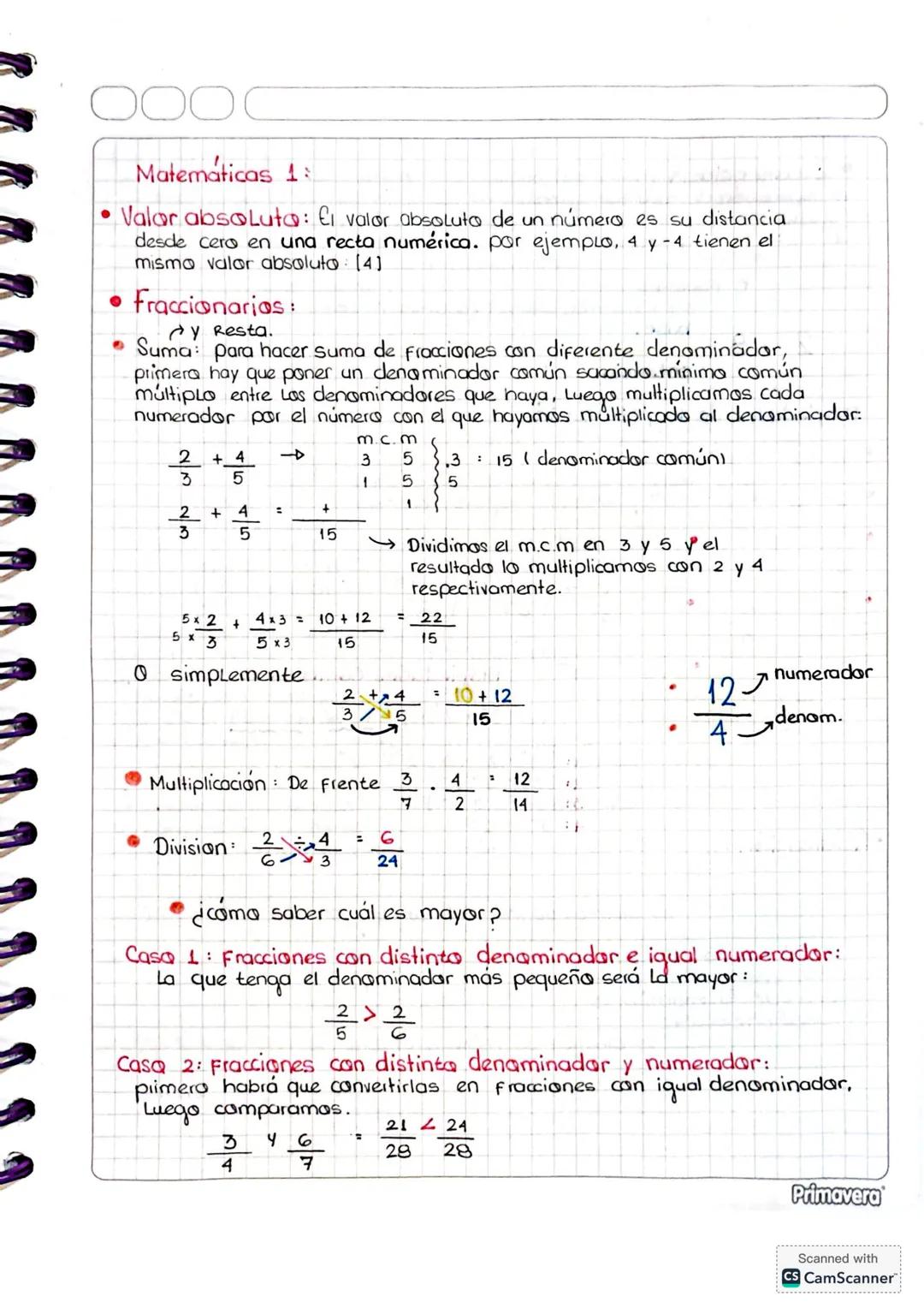 000
Matemáticas 1:
•Valar absoluta: Ei valor absoluto de un número es su distancia.
desde cero en una recta numérica. por ejemplo, 4 y -4 ti