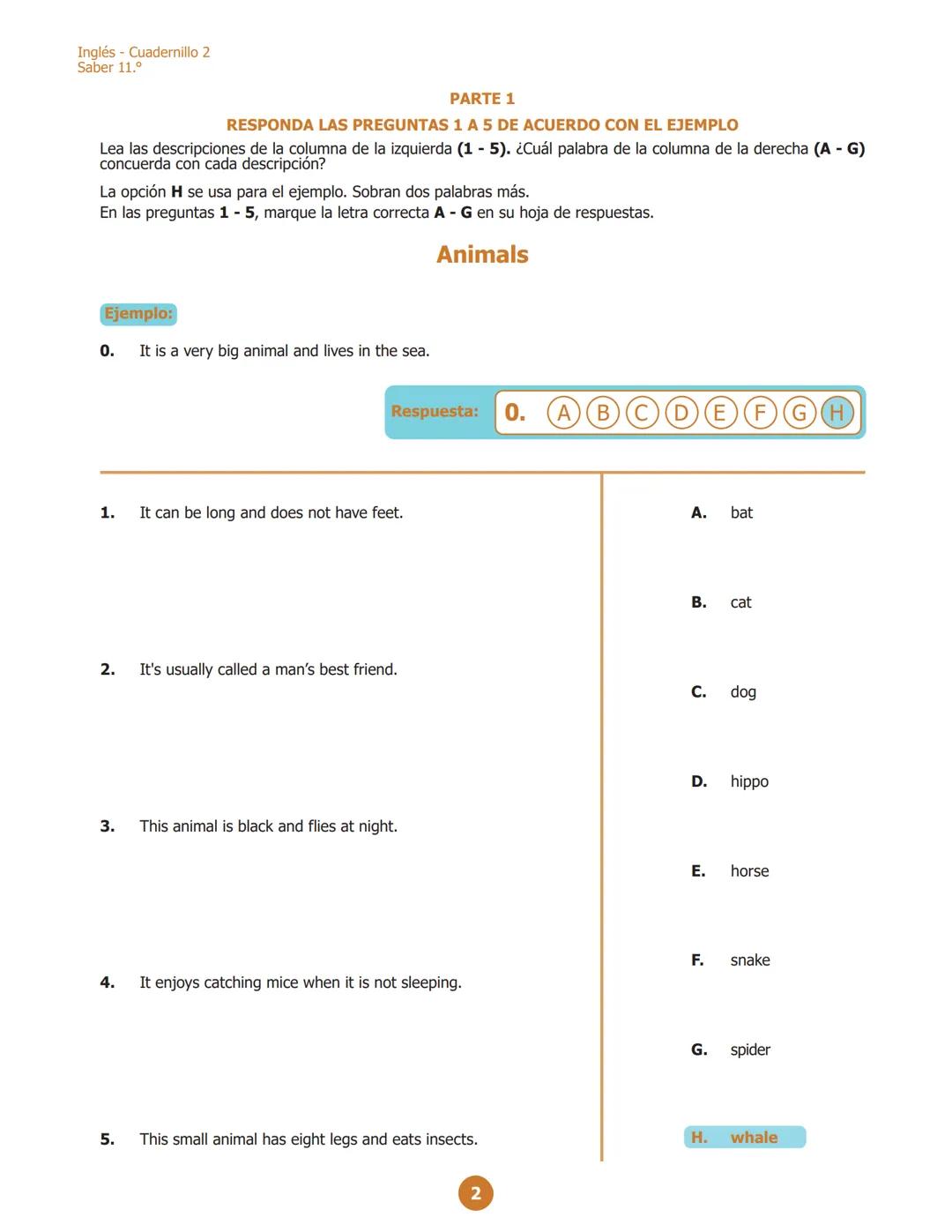 Inglés - Cuadernillo 1
Saber 11.º
PARTE 2
RESPONDE LAS PREGUNTAS 6 A 10 DE ACUERDO CON EL EJEMPLO
¿Dónde puedes ver estos avisos?
En las pre