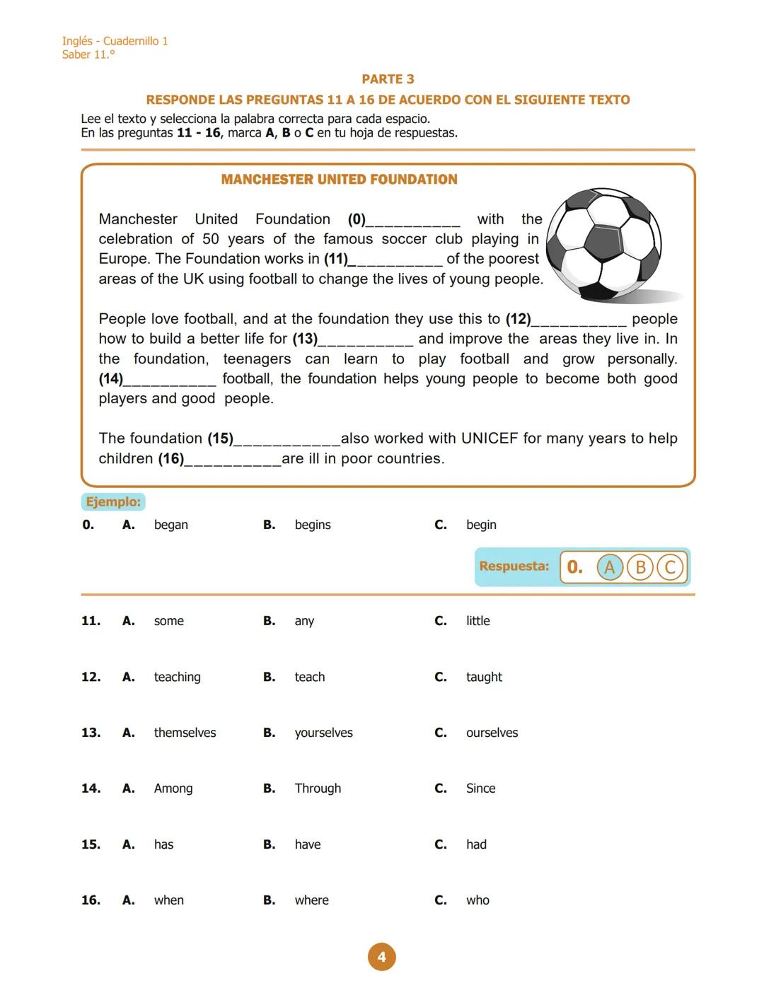 Inglés - Cuadernillo 1
Saber 11.º
PARTE 2
RESPONDE LAS PREGUNTAS 6 A 10 DE ACUERDO CON EL EJEMPLO
¿Dónde puedes ver estos avisos?
En las pre