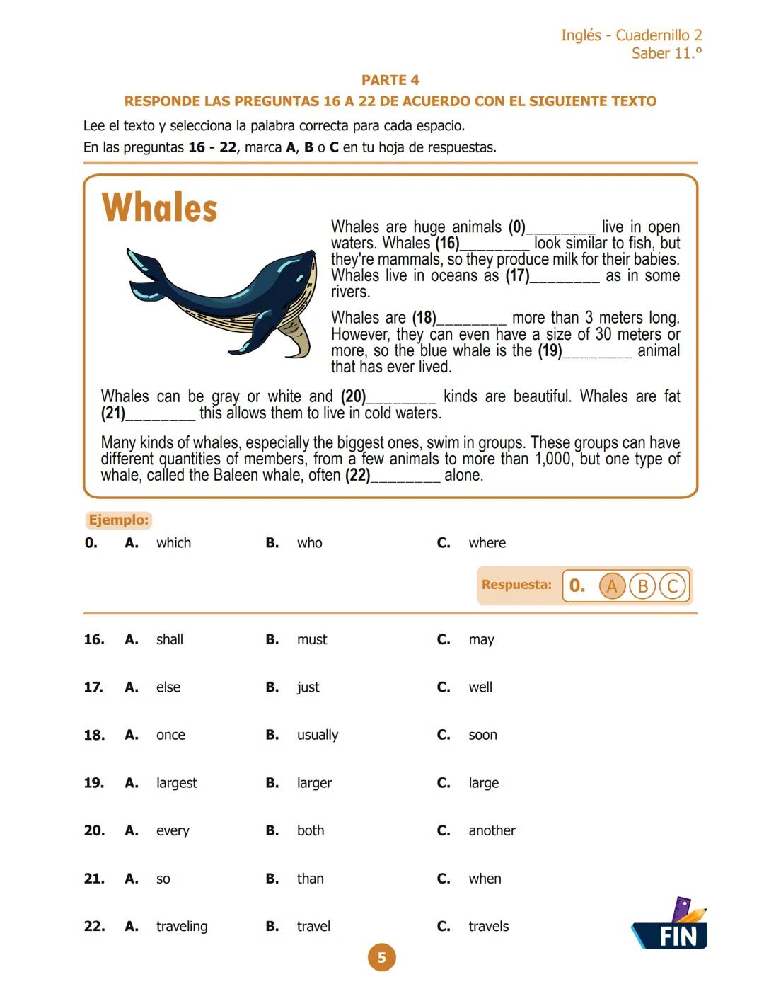 Inglés - Cuadernillo 1
Saber 11.º
PARTE 2
RESPONDE LAS PREGUNTAS 6 A 10 DE ACUERDO CON EL EJEMPLO
¿Dónde puedes ver estos avisos?
En las pre