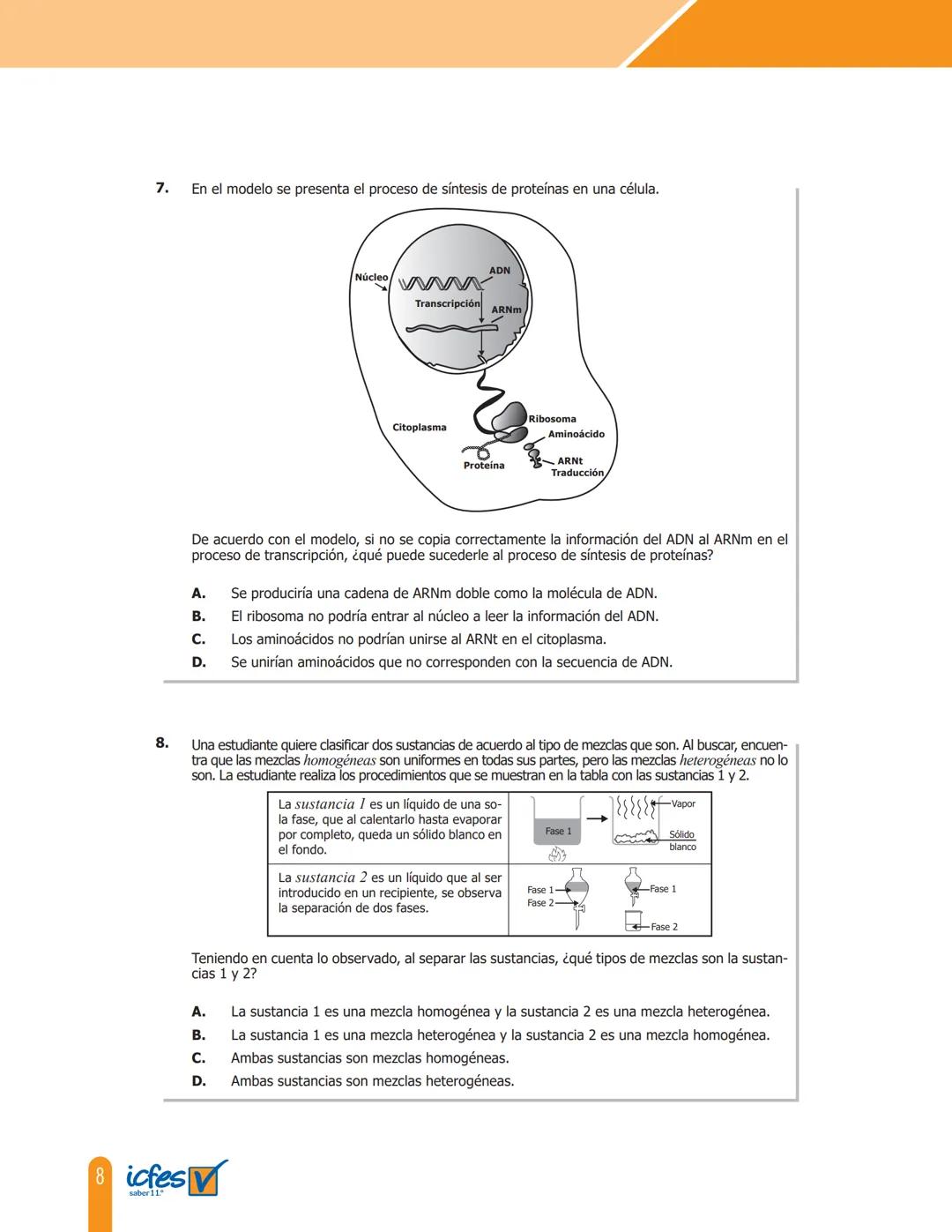 Cuadernillo de preguntas
Saber 11.°
Prueba de Ciencias
Naturales
MINEDUCACIÓN
icfes
mejor saber
TODOS POR UN
NUEVO PAÍS
PAZ EQUIDAD EDUCACIO