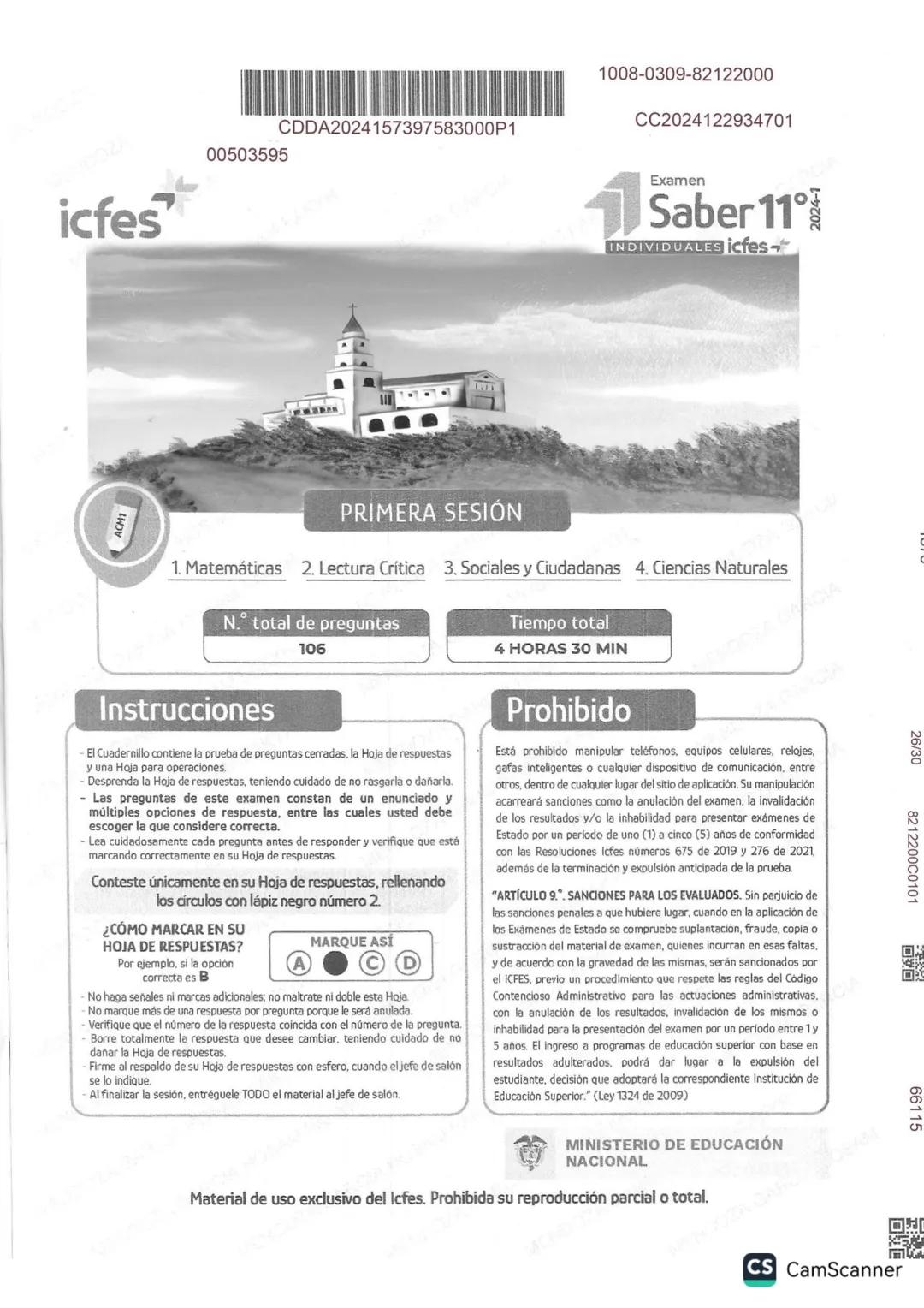 CDDA2024157397583000P1
00503595
icfes
ACM1
1008-0309-82122000
CC2024122934701
Examen
1 Saber 11°
PRIMERA SESIÓN
INDIVIDUALES icfes
26/30
821