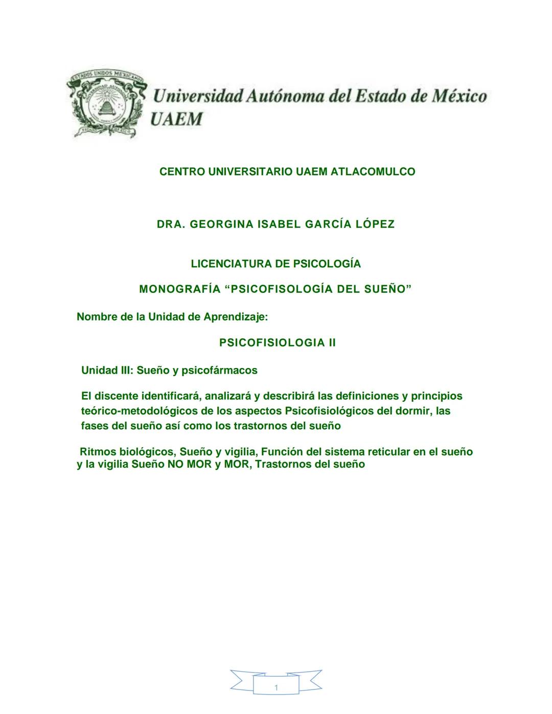 ESTADOS UNIDOS MEXICAN
Universidad Autónoma del Estado de México
UAEM
CENTRO UNIVERSITARIO UAEM ATLACOMULCO
DRA. GEORGINA ISABEL GARCÍA LÓPE