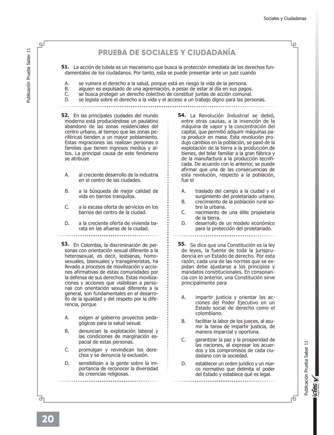 # PRUEBA DE
# SOCIALES Y
# CIUDADANÍA
38 AÑOS
DE EXPERIENCIA EN EDUCACIÓN
DESDE 1984
UNIVERSATE.CO 20
Publicación Prueba Saber 11
PRUEBA D