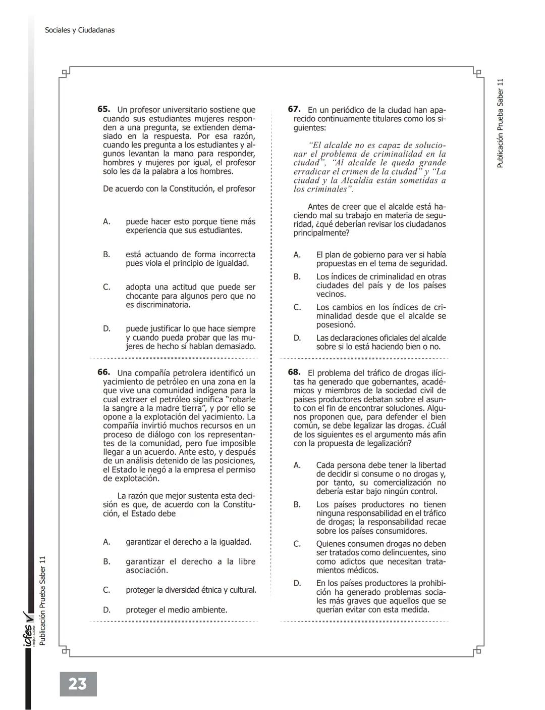 # PRUEBA DE
# SOCIALES Y
# CIUDADANÍA
38 AÑOS
DE EXPERIENCIA EN EDUCACIÓN
DESDE 1984
UNIVERSATE.CO 20
Publicación Prueba Saber 11
PRUEBA D