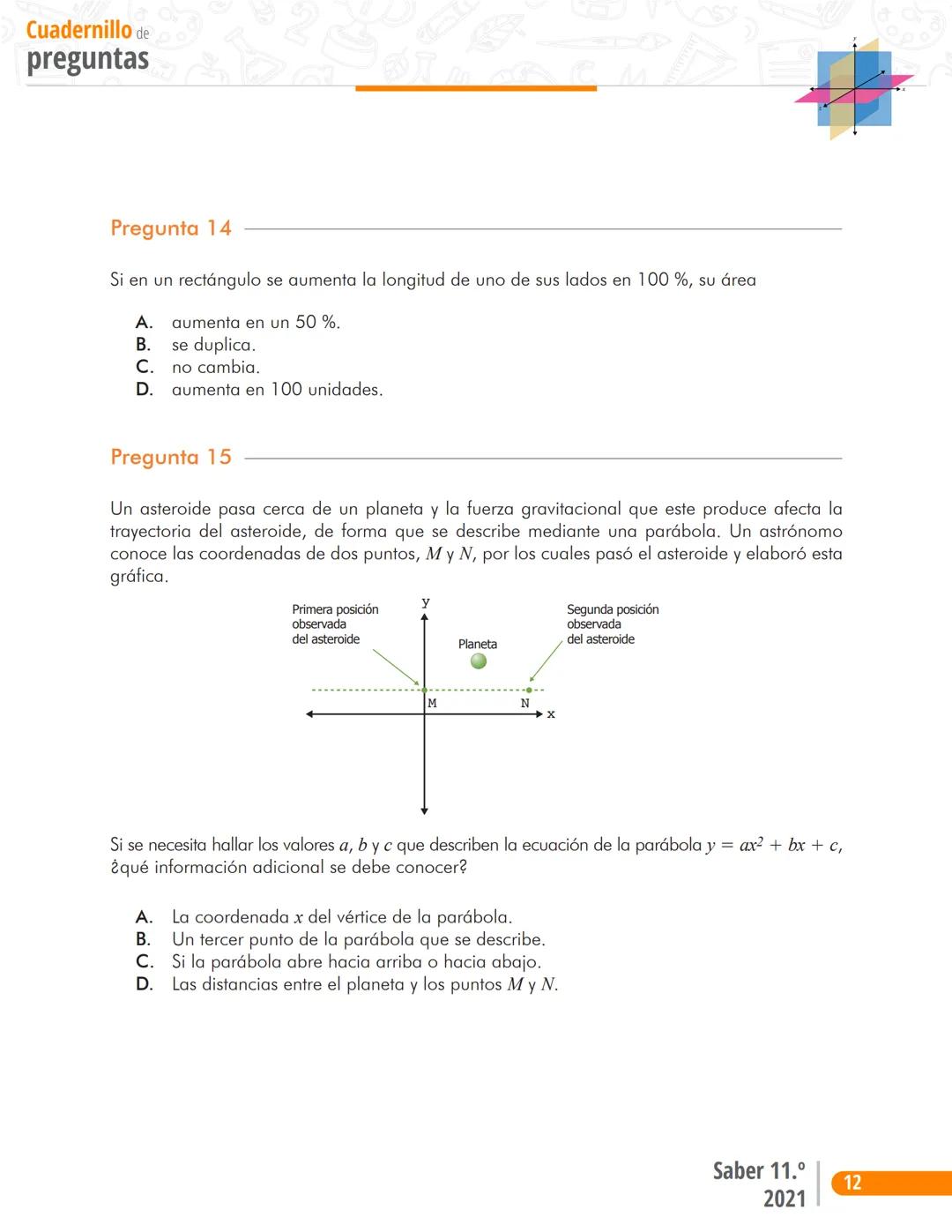 Pruebas Saber 11°
Prueba
Matemáticas
Cuadernillo de preguntas
Saber 11.°
Icfes --- OCR Start ---
نسيسكا
Presidente de la República
Iván D