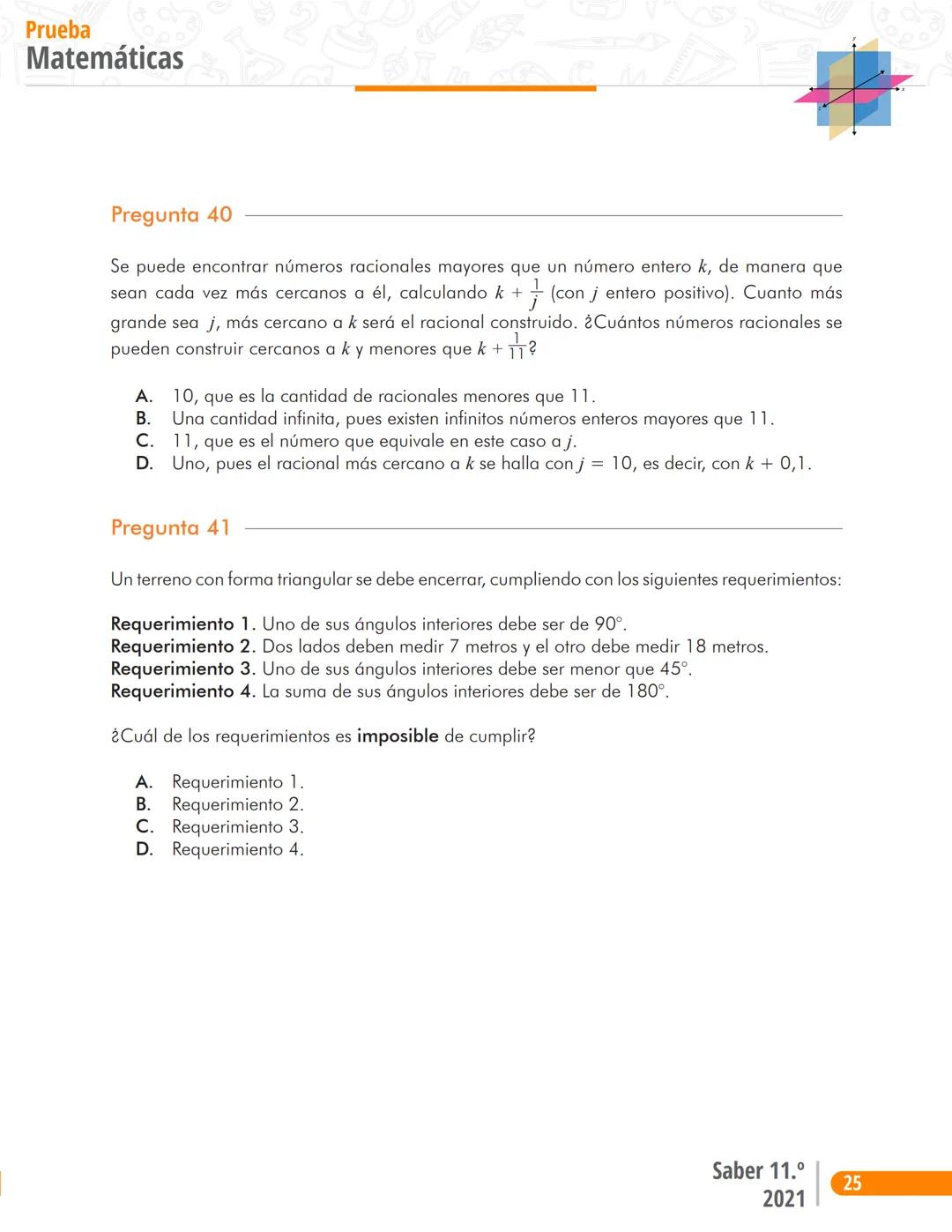 Pruebas Saber 11°
Prueba
Matemáticas
Cuadernillo de preguntas
Saber 11.°
Icfes --- OCR Start ---
نسيسكا
Presidente de la República
Iván D