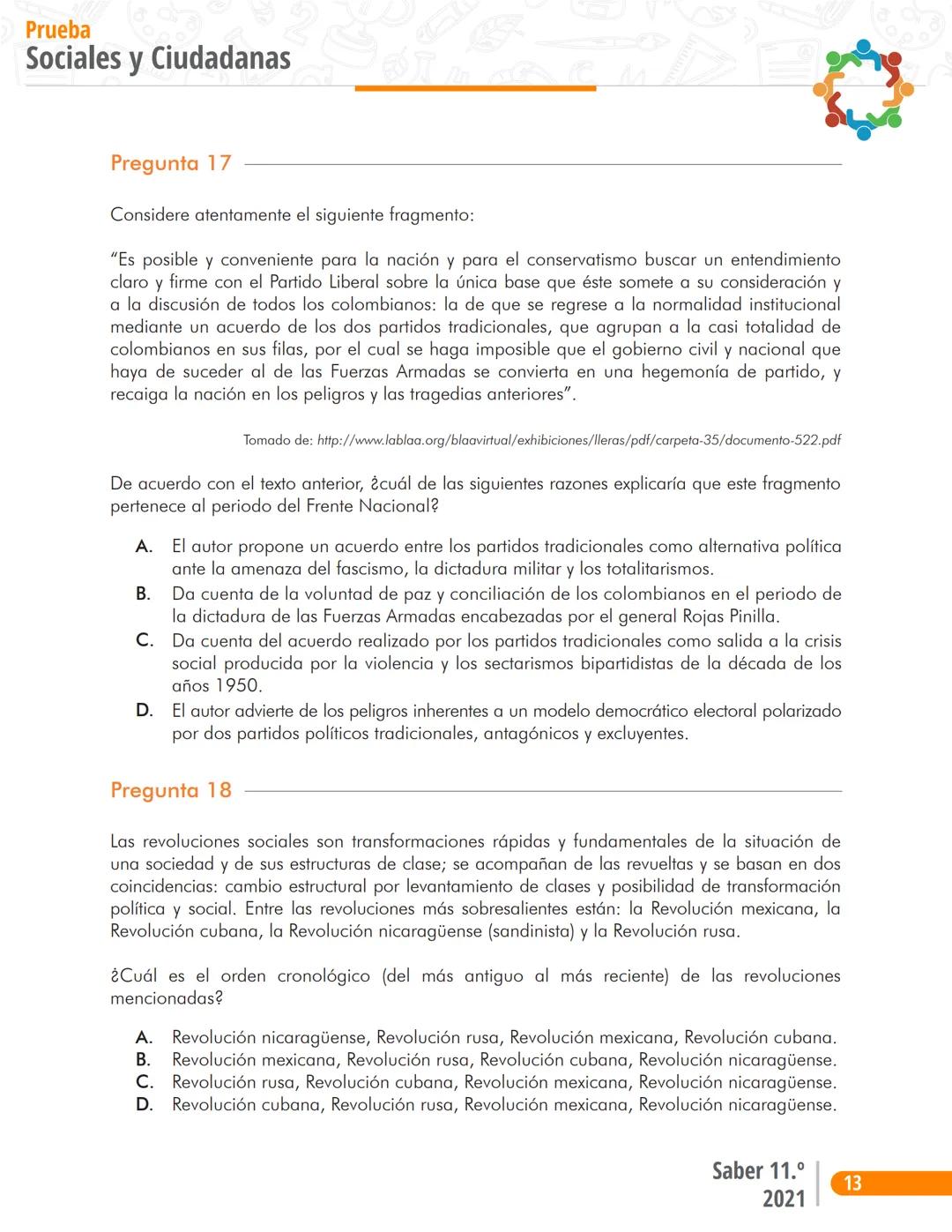 Pruebas Saber 11°
Prueba
Sociales y Ciudadanas
Cuadernillo de preguntas
Saber 11.°
Icfes ```
Presidente de la República
Iván Duque Márque