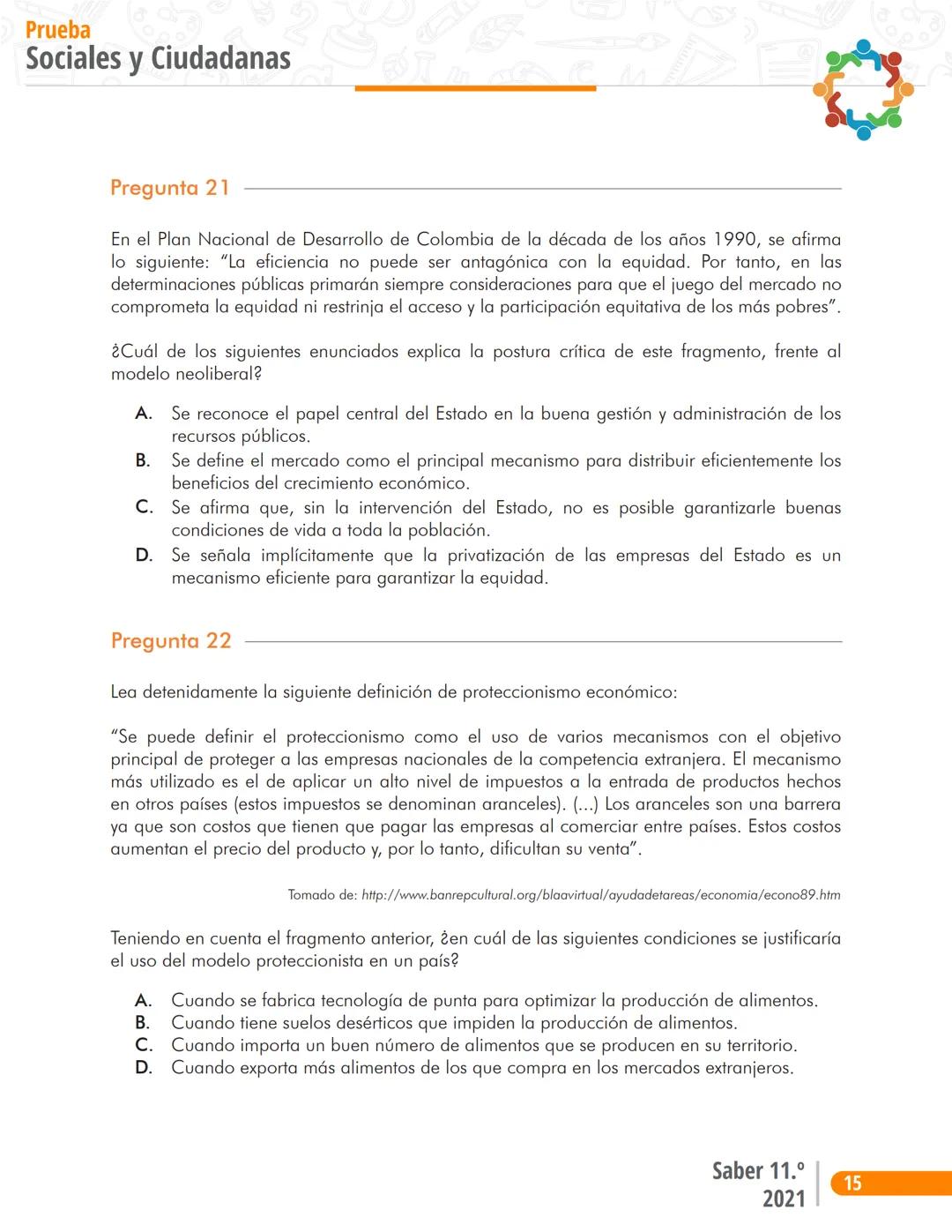 Pruebas Saber 11°
Prueba
Sociales y Ciudadanas
Cuadernillo de preguntas
Saber 11.°
Icfes ```
Presidente de la República
Iván Duque Márque