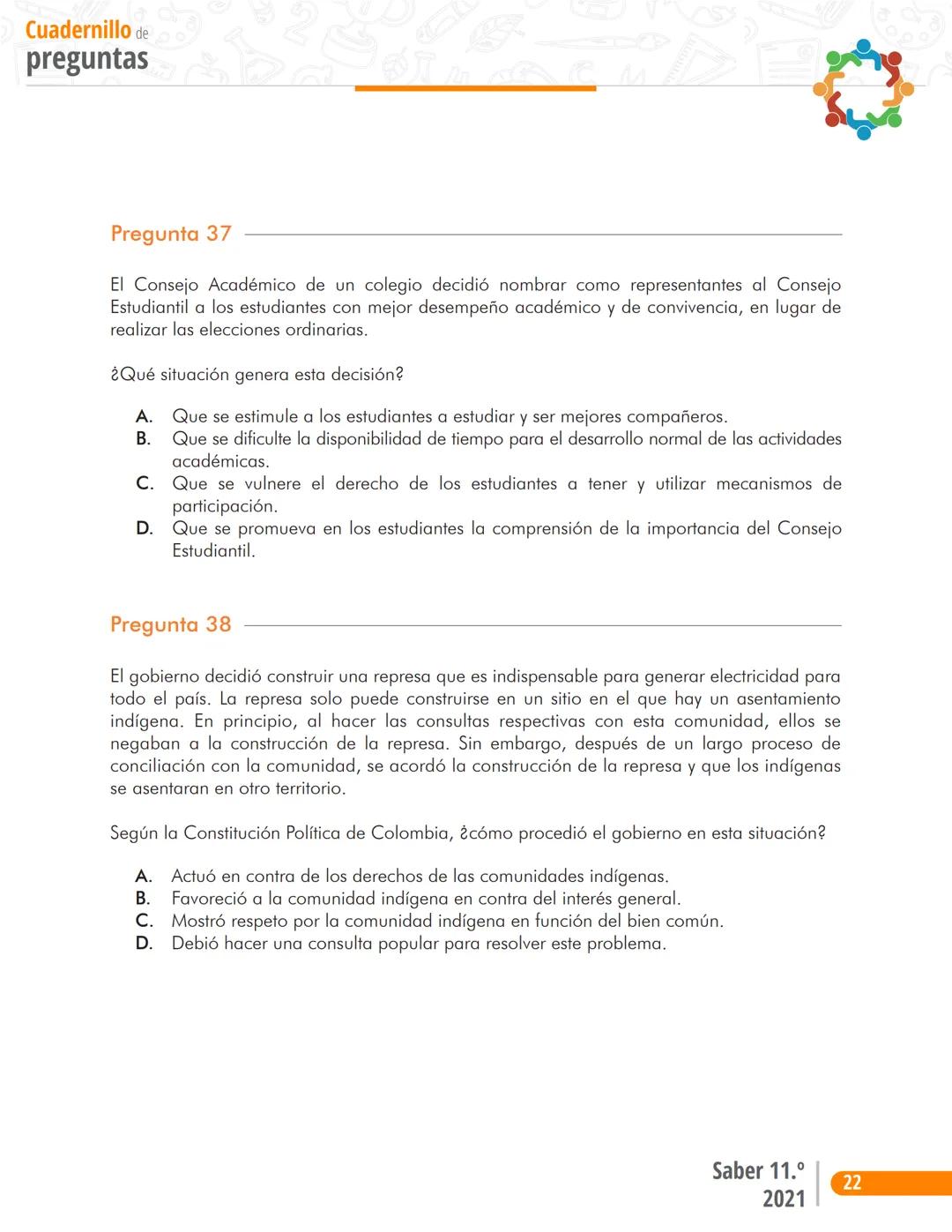 Pruebas Saber 11°
Prueba
Sociales y Ciudadanas
Cuadernillo de preguntas
Saber 11.°
Icfes ```
Presidente de la República
Iván Duque Márque