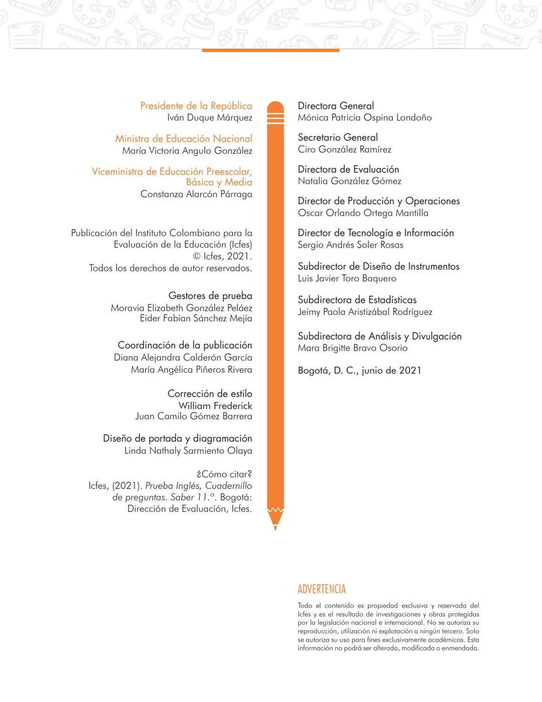 Pruebas Saber 11°
En
g
l
i
s
h
Prueba Inglés
Cuadernillo de preguntas
Saber 11.°
Icfes --- OCR Start ---
نسيسكا
نسيسكا
Presidente de la