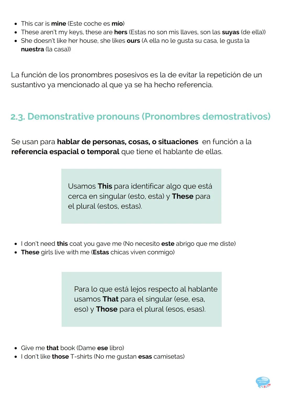 2.PRONOUNS
(PRONOMBRES)
GRAMÁTICA INGLESA PARTE 2
2.1. Personal pronouns (Pronombres personales)
Los pronombres personales se refieren a per