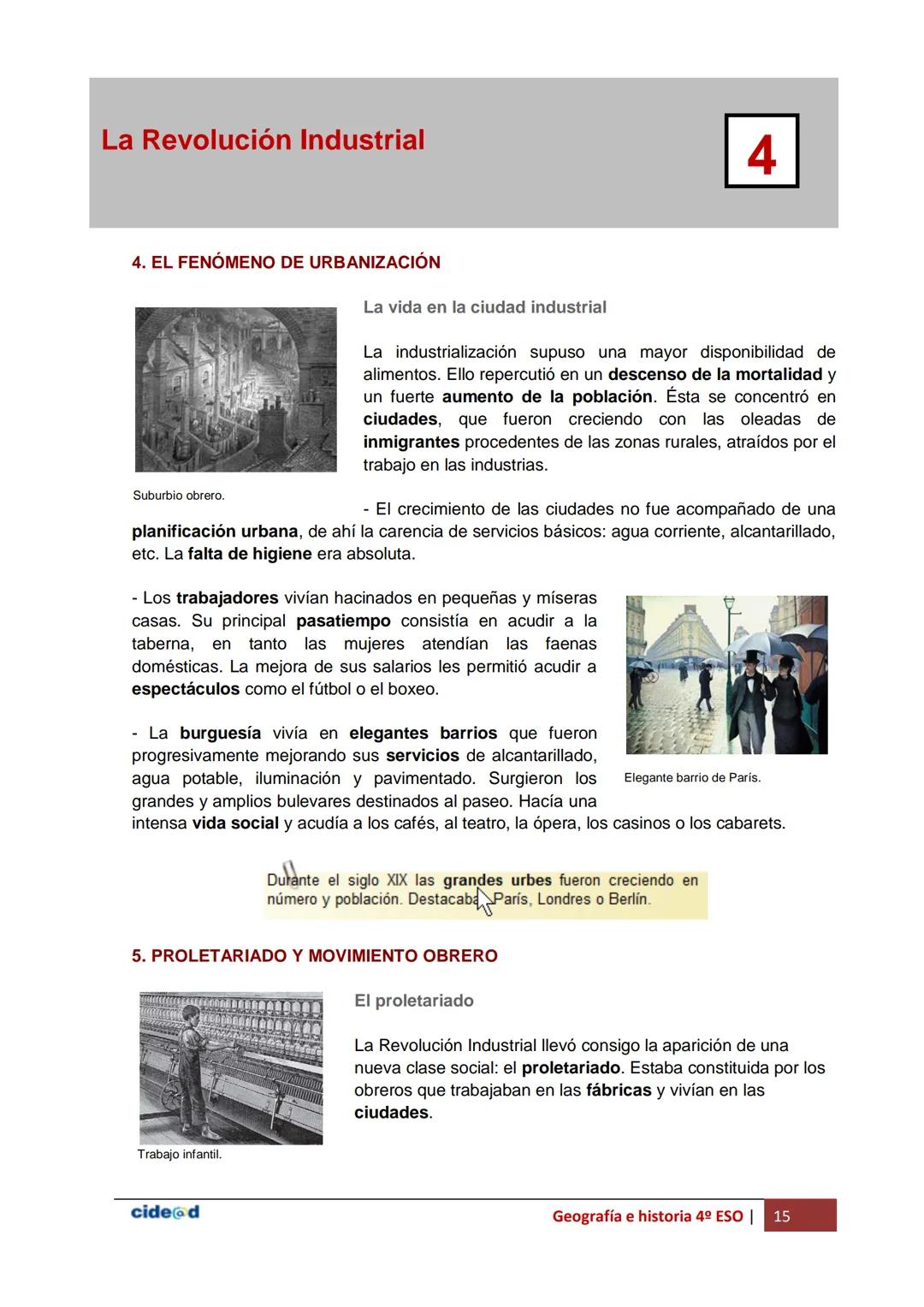 La Revolución Industrial
Antes de empezar
4
Objetivos
En esta quincena aprenderás a:
- Conocer el significado de "Revolución Industrial".
-