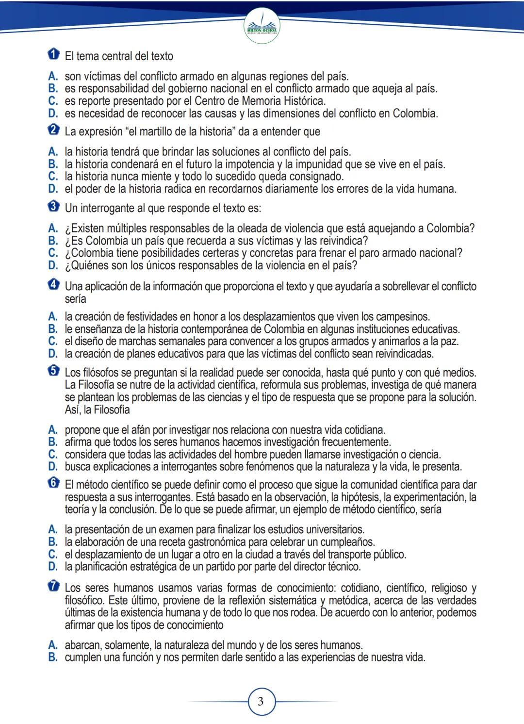 # DESCARGAS
GRADUADAS
lectura Crítica
GRADO
11 ## CON LA SIGUIENTE INFORMACIÓN
RESPONDE LAS PREGUNTAS 1 A 4
## EL MARTILLO DE LA HISTORI