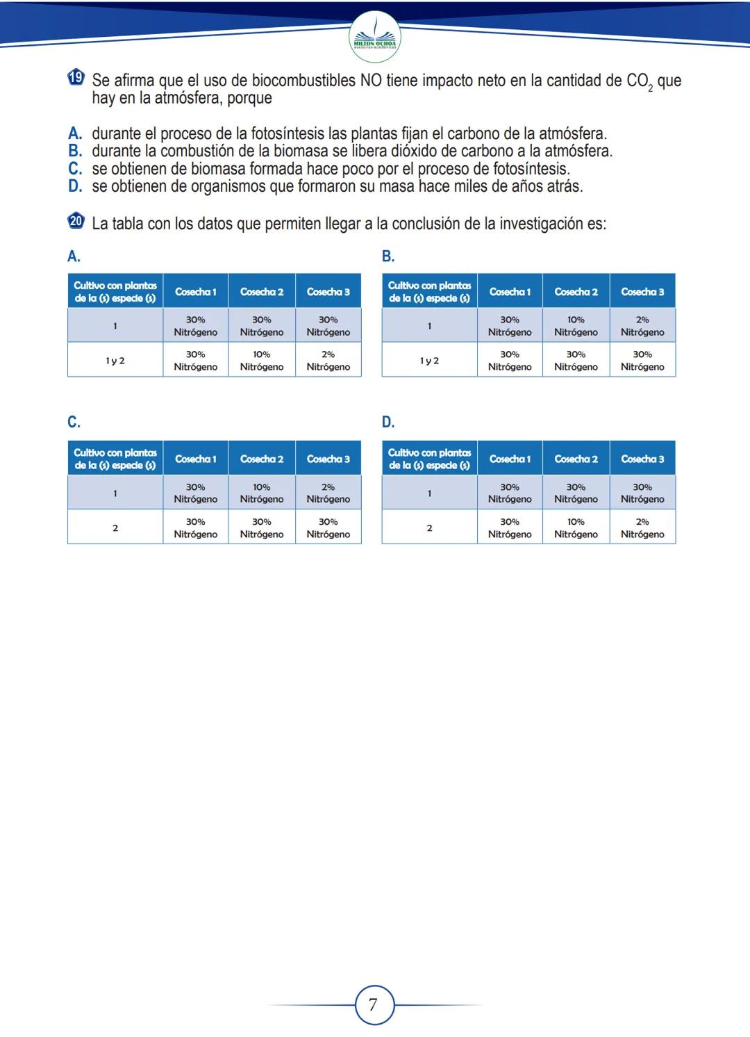 # DESCARGAS
GRADO
## GRATUITAS
11
## Biología
MILTON OCHOA
asesorias académicas CON LA SIGUIENTE INFORMACIÓN
RESPONDE LAS PREGUNTAS 1