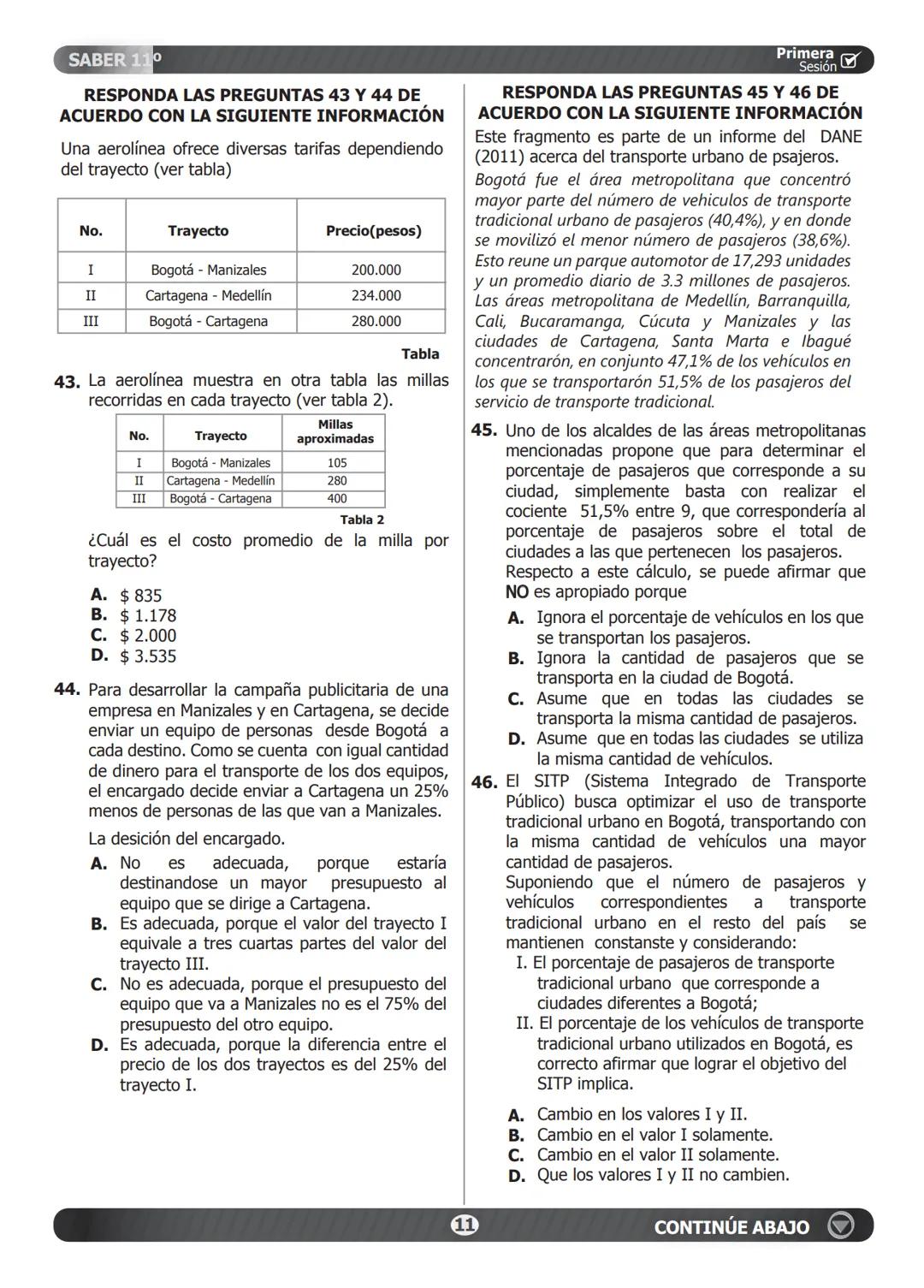 SIMULACRO
DE SEGUIMIENTO ACADÉMICO.
11-15-A
Primera
Sesión☑
En el siguiente cuadro encuentra las pruebas que conforman el examen,
el número