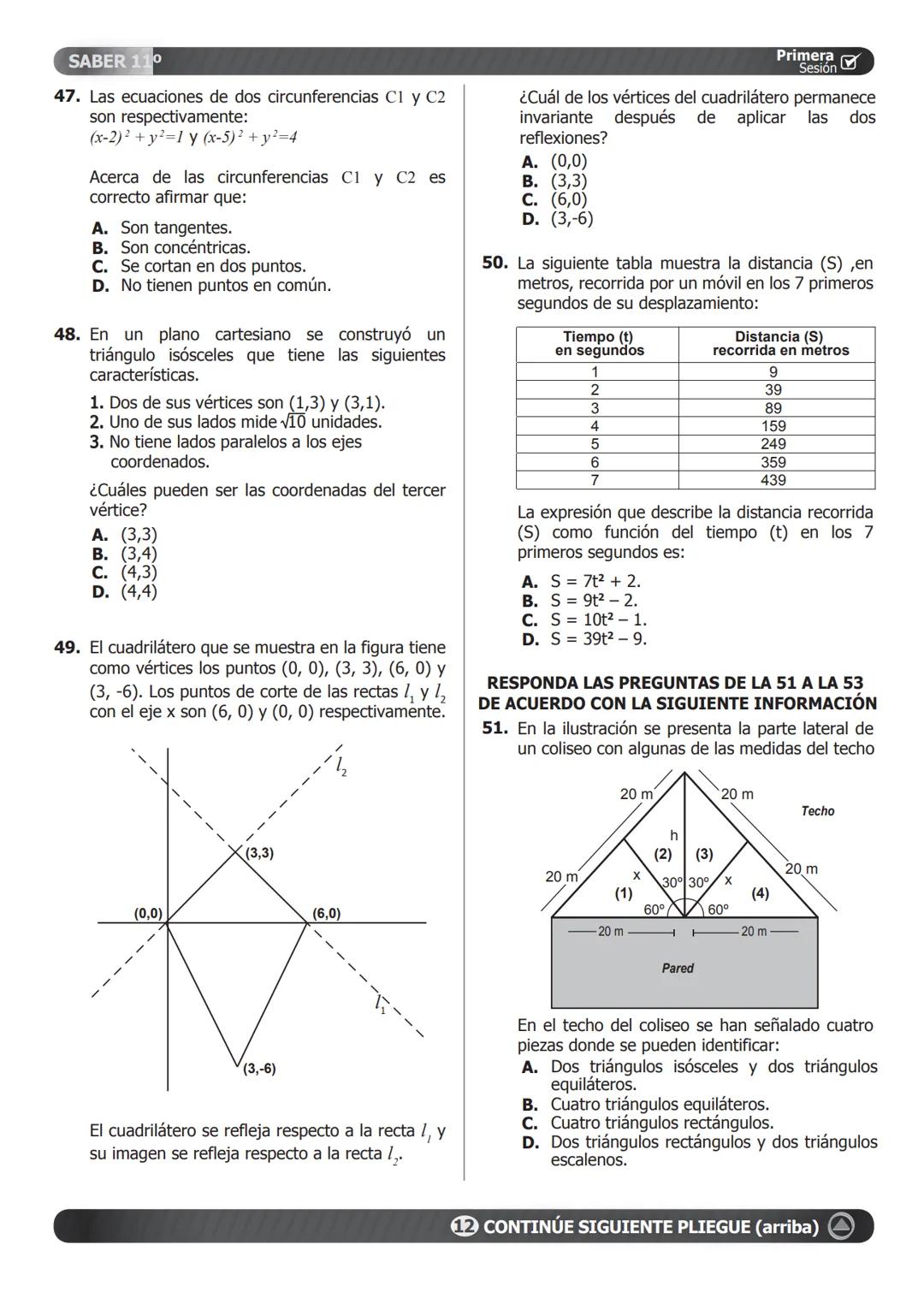 SIMULACRO
DE SEGUIMIENTO ACADÉMICO.
11-15-A
Primera
Sesión☑
En el siguiente cuadro encuentra las pruebas que conforman el examen,
el número