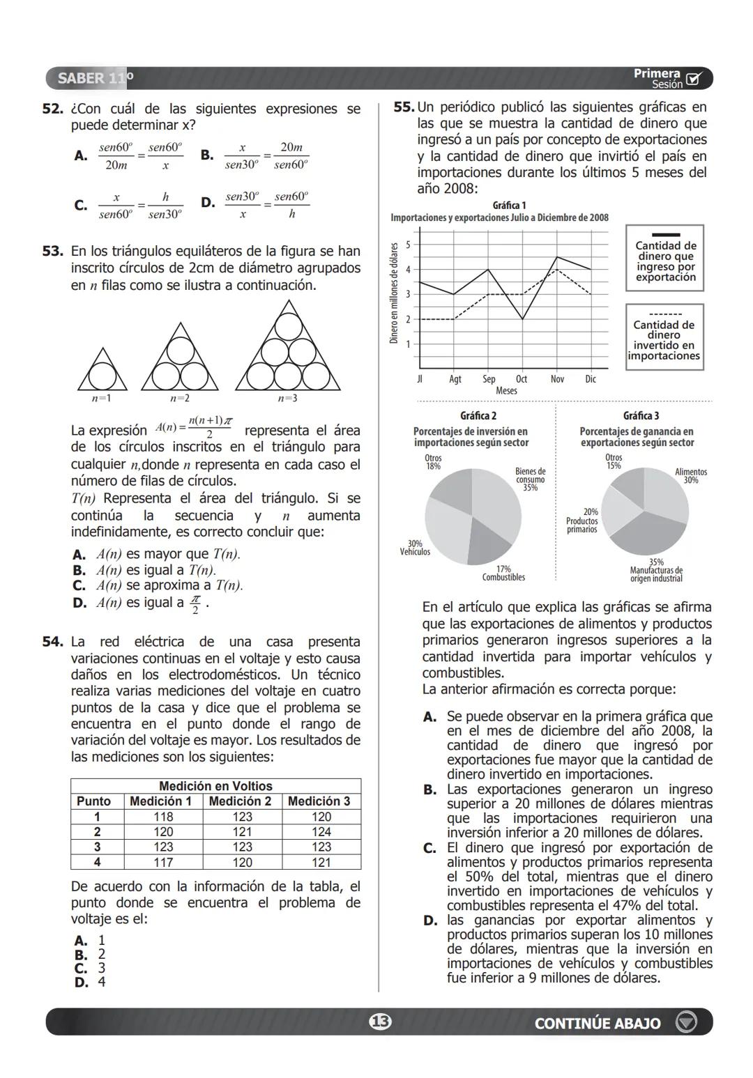 SIMULACRO
DE SEGUIMIENTO ACADÉMICO.
11-15-A
Primera
Sesión☑
En el siguiente cuadro encuentra las pruebas que conforman el examen,
el número