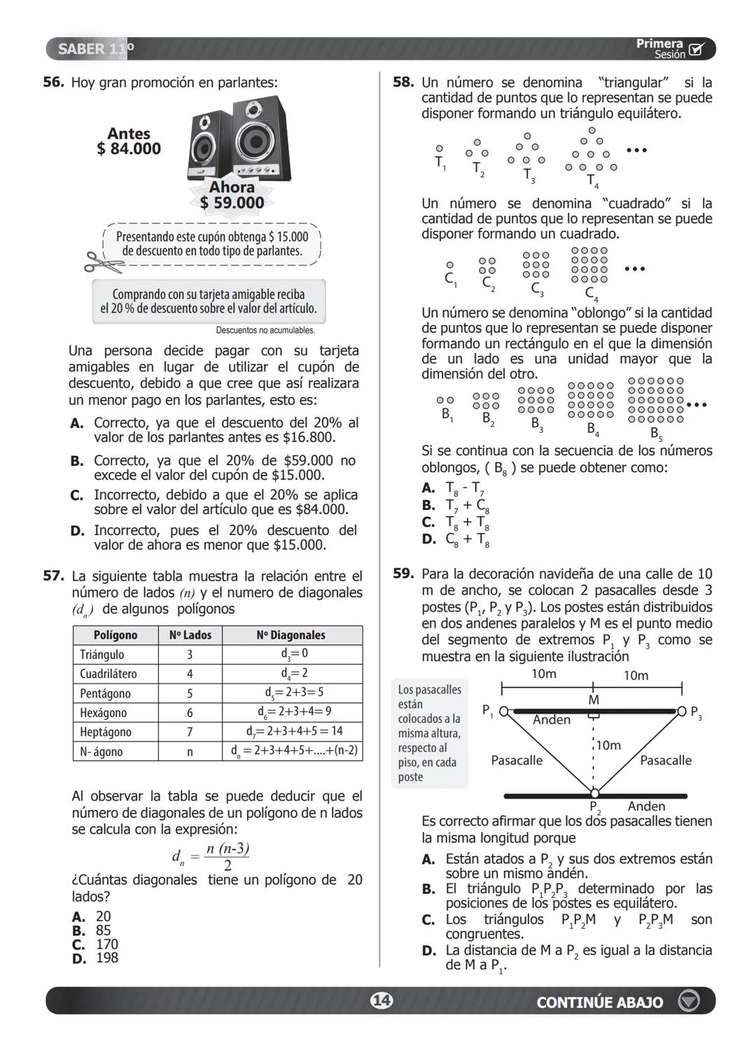 SIMULACRO
DE SEGUIMIENTO ACADÉMICO.
11-15-A
Primera
Sesión☑
En el siguiente cuadro encuentra las pruebas que conforman el examen,
el número