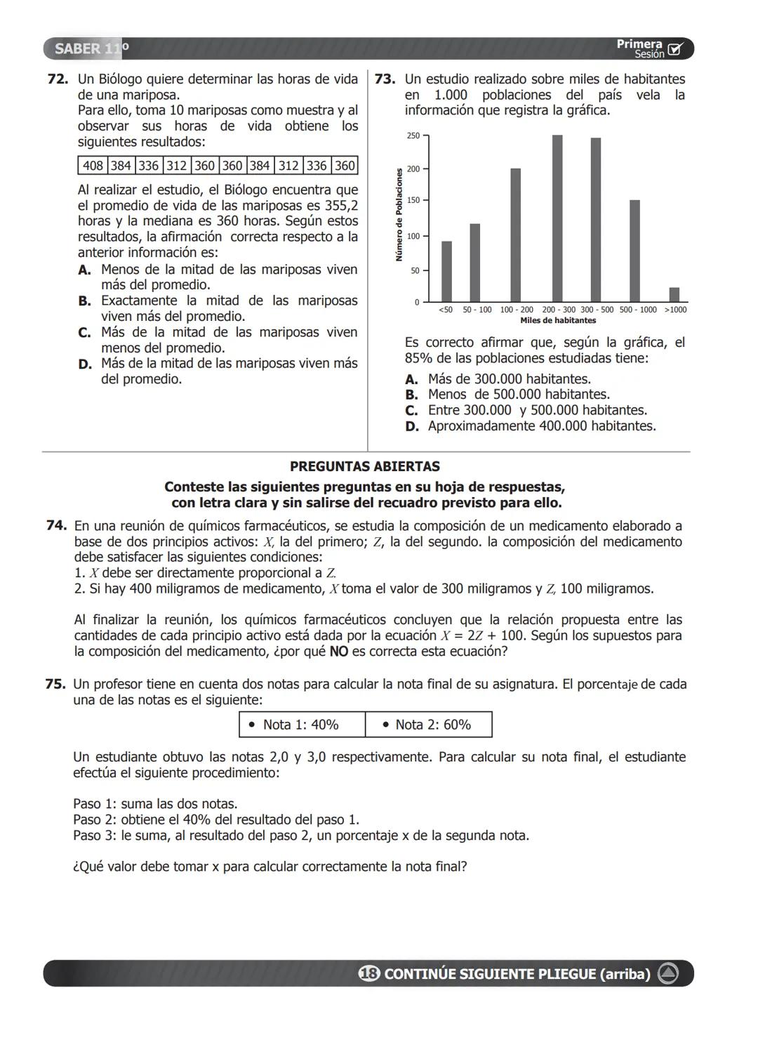 SIMULACRO
DE SEGUIMIENTO ACADÉMICO.
11-15-A
Primera
Sesión☑
En el siguiente cuadro encuentra las pruebas que conforman el examen,
el número