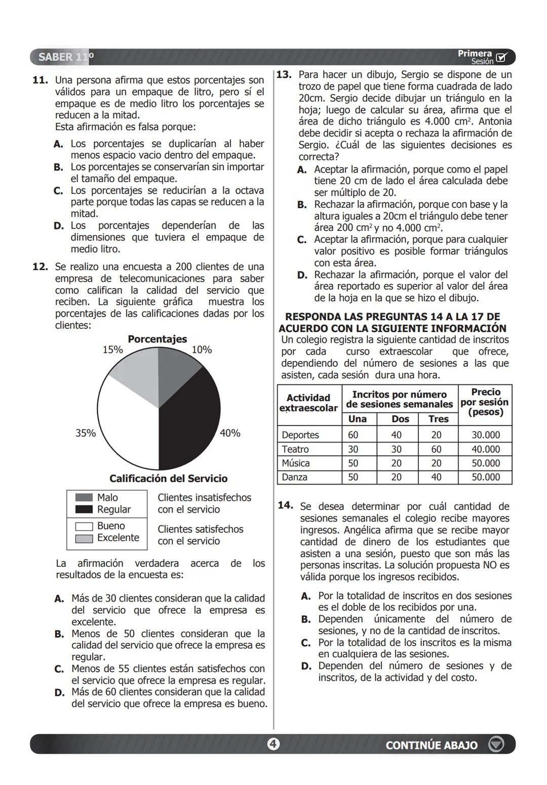 SIMULACRO
DE SEGUIMIENTO ACADÉMICO.
11-15-A
Primera
Sesión☑
En el siguiente cuadro encuentra las pruebas que conforman el examen,
el número