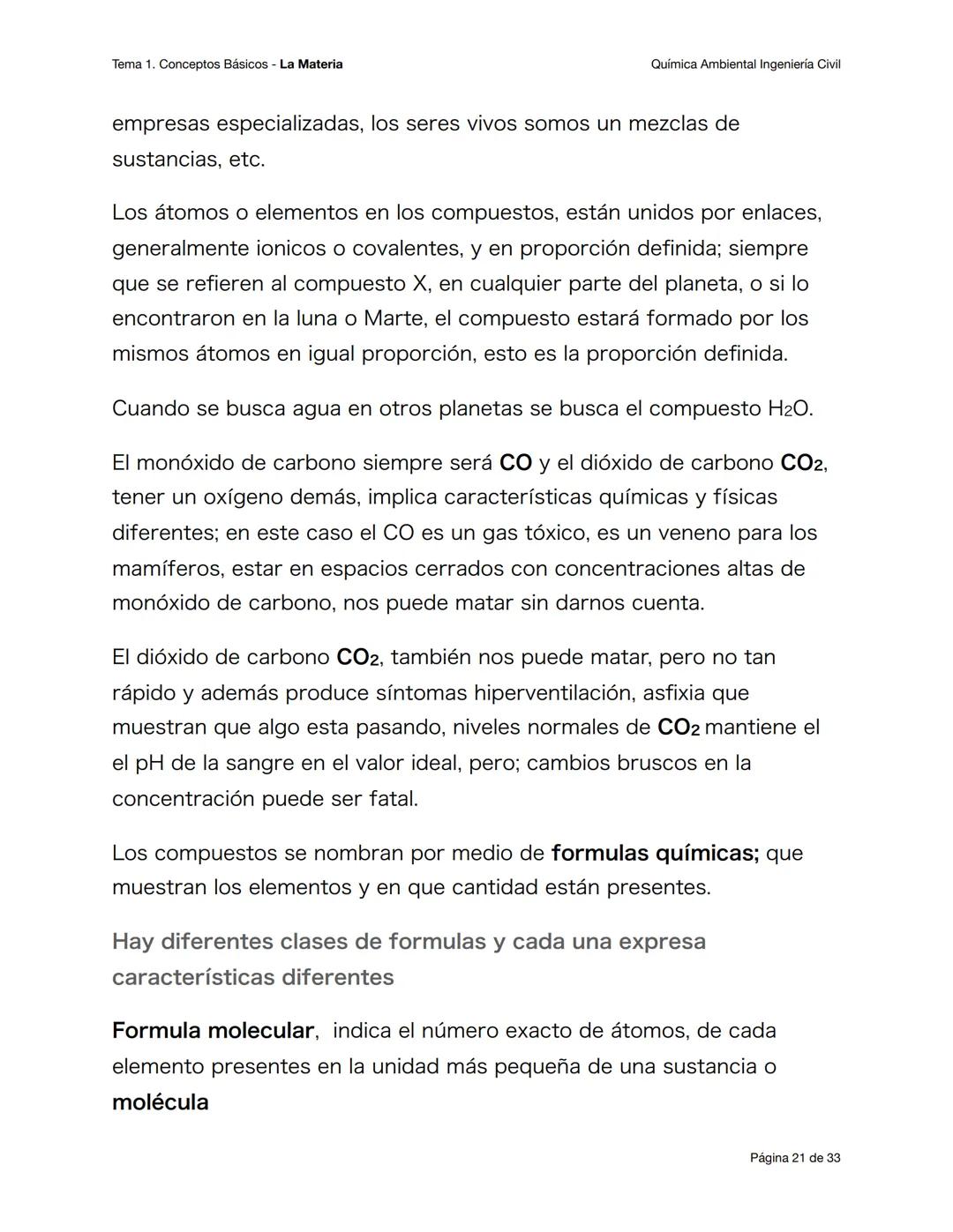 Tema 1. Conceptos Básicos - La Materia
Química Ambiental Ingeniería Civil
Conceptos básicos - primera parte
Objetivos esperados
Al terminar
