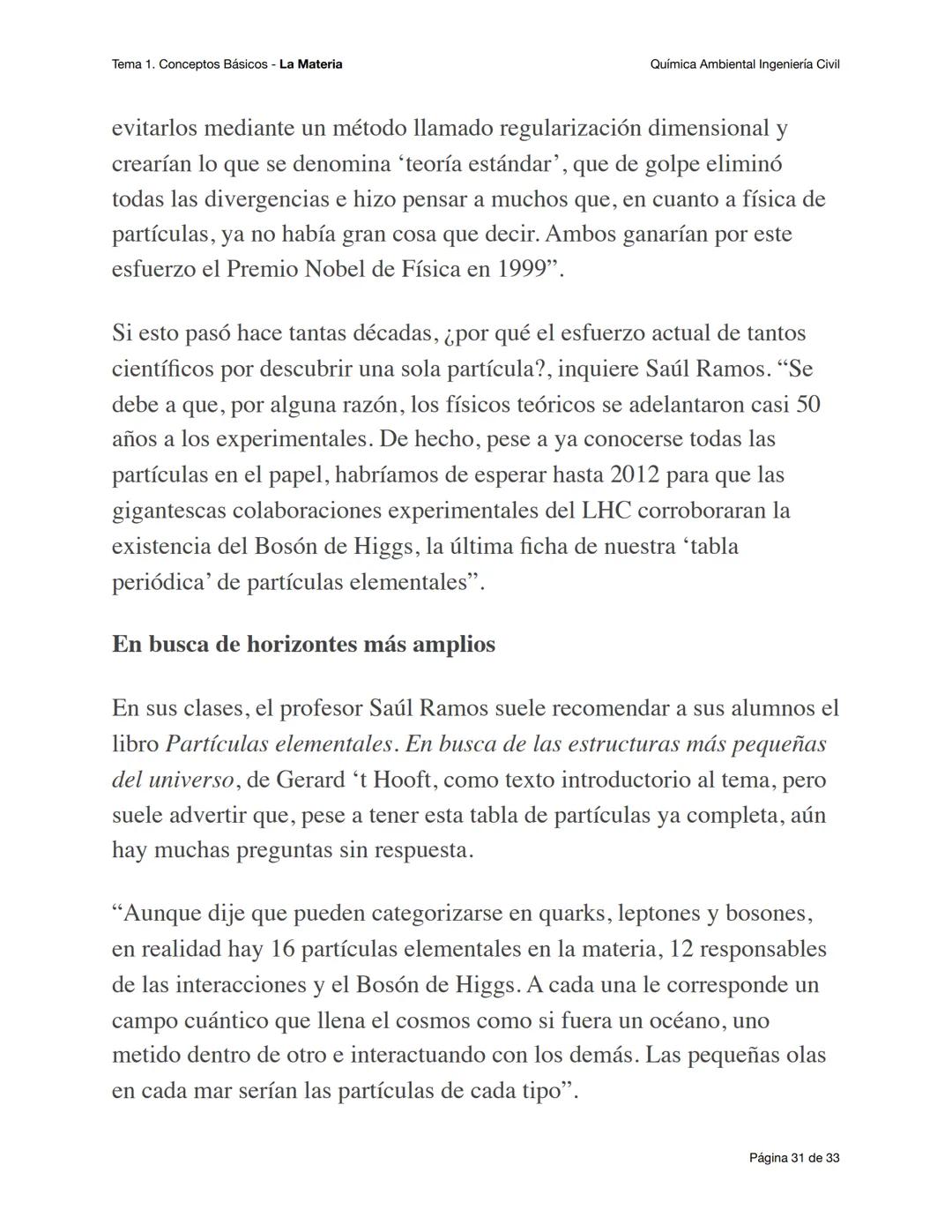 Tema 1. Conceptos Básicos - La Materia
Química Ambiental Ingeniería Civil
Conceptos básicos - primera parte
Objetivos esperados
Al terminar