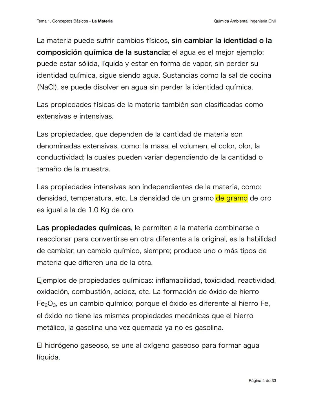 Tema 1. Conceptos Básicos - La Materia
Química Ambiental Ingeniería Civil
Conceptos básicos - primera parte
Objetivos esperados
Al terminar