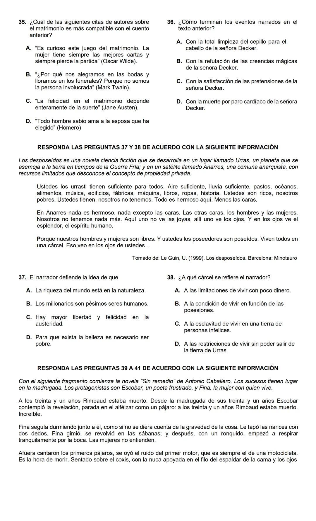 LECTURA CRÍTICA 2022-1
RESPONDA LAS PREGUNTAS 1 A 5 DE
ACUERDO CON LA SIGUIENTE INFORMACIÓN
MUERTOS DE HAMBRE
Me hacen falta muchas cosas pe