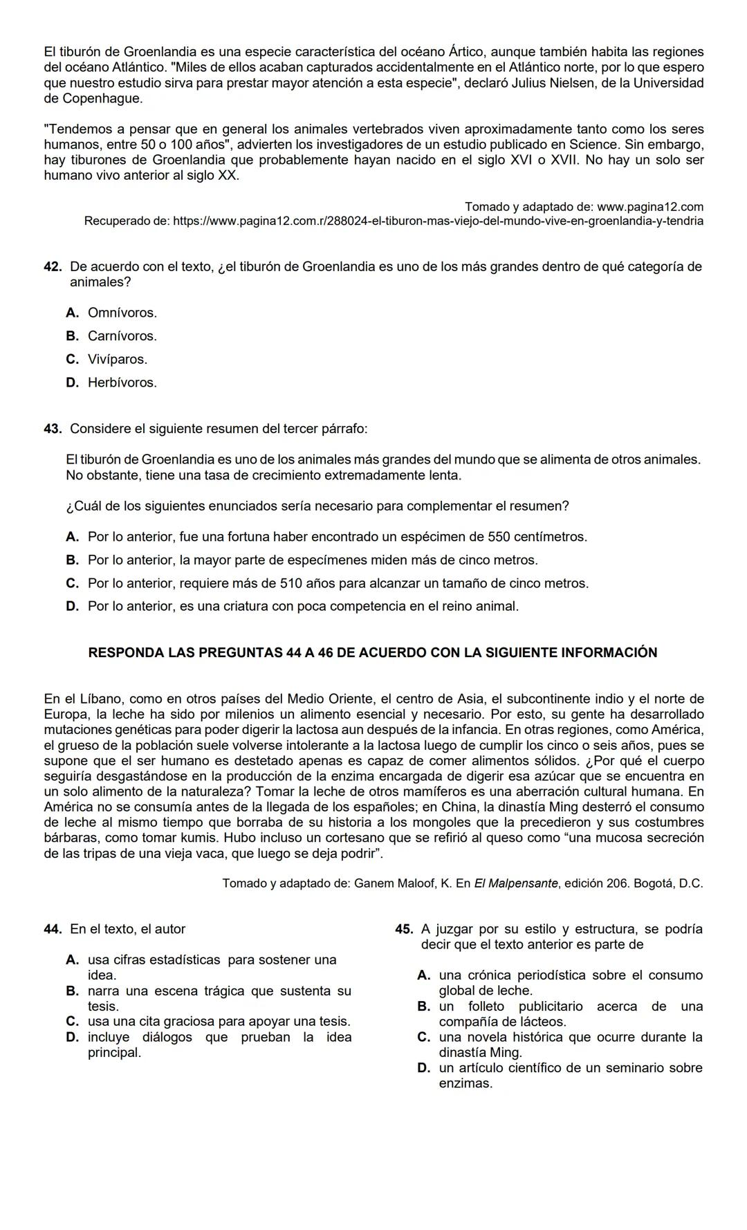 LECTURA CRÍTICA 2022-1
RESPONDA LAS PREGUNTAS 1 A 5 DE
ACUERDO CON LA SIGUIENTE INFORMACIÓN
MUERTOS DE HAMBRE
Me hacen falta muchas cosas pe