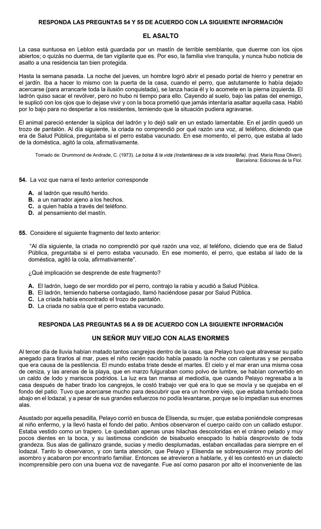 LECTURA CRÍTICA 2022-1
RESPONDA LAS PREGUNTAS 1 A 5 DE
ACUERDO CON LA SIGUIENTE INFORMACIÓN
MUERTOS DE HAMBRE
Me hacen falta muchas cosas pe
