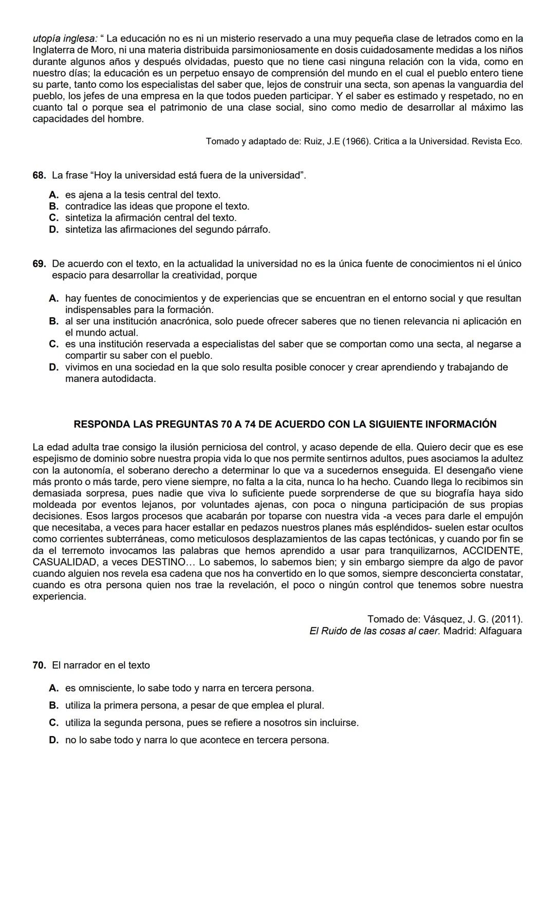 LECTURA CRÍTICA 2022-1
RESPONDA LAS PREGUNTAS 1 A 5 DE
ACUERDO CON LA SIGUIENTE INFORMACIÓN
MUERTOS DE HAMBRE
Me hacen falta muchas cosas pe