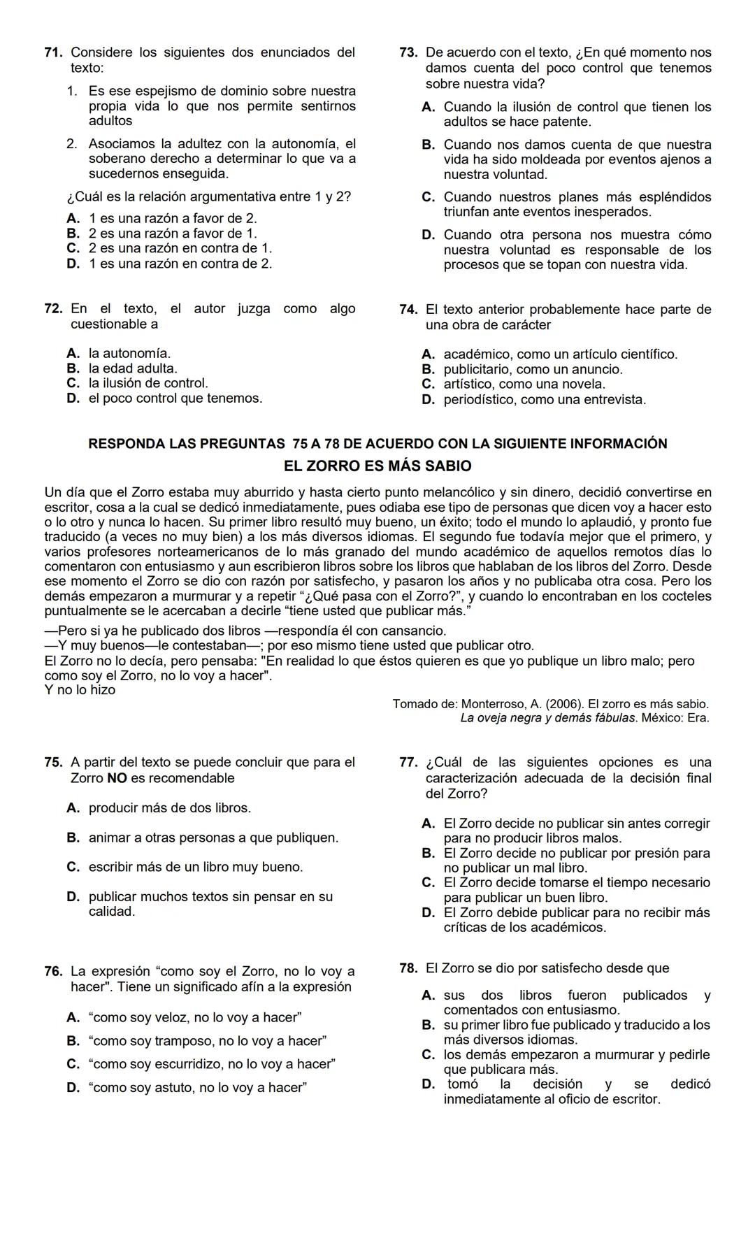 LECTURA CRÍTICA 2022-1
RESPONDA LAS PREGUNTAS 1 A 5 DE
ACUERDO CON LA SIGUIENTE INFORMACIÓN
MUERTOS DE HAMBRE
Me hacen falta muchas cosas pe