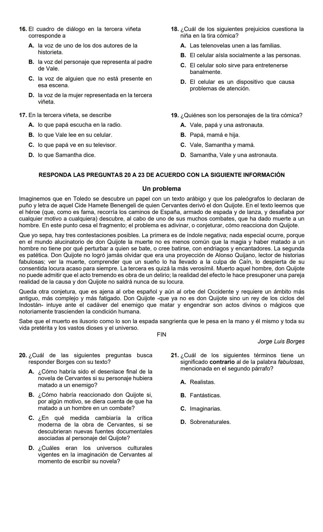 LECTURA CRÍTICA 2022-1
RESPONDA LAS PREGUNTAS 1 A 5 DE
ACUERDO CON LA SIGUIENTE INFORMACIÓN
MUERTOS DE HAMBRE
Me hacen falta muchas cosas pe