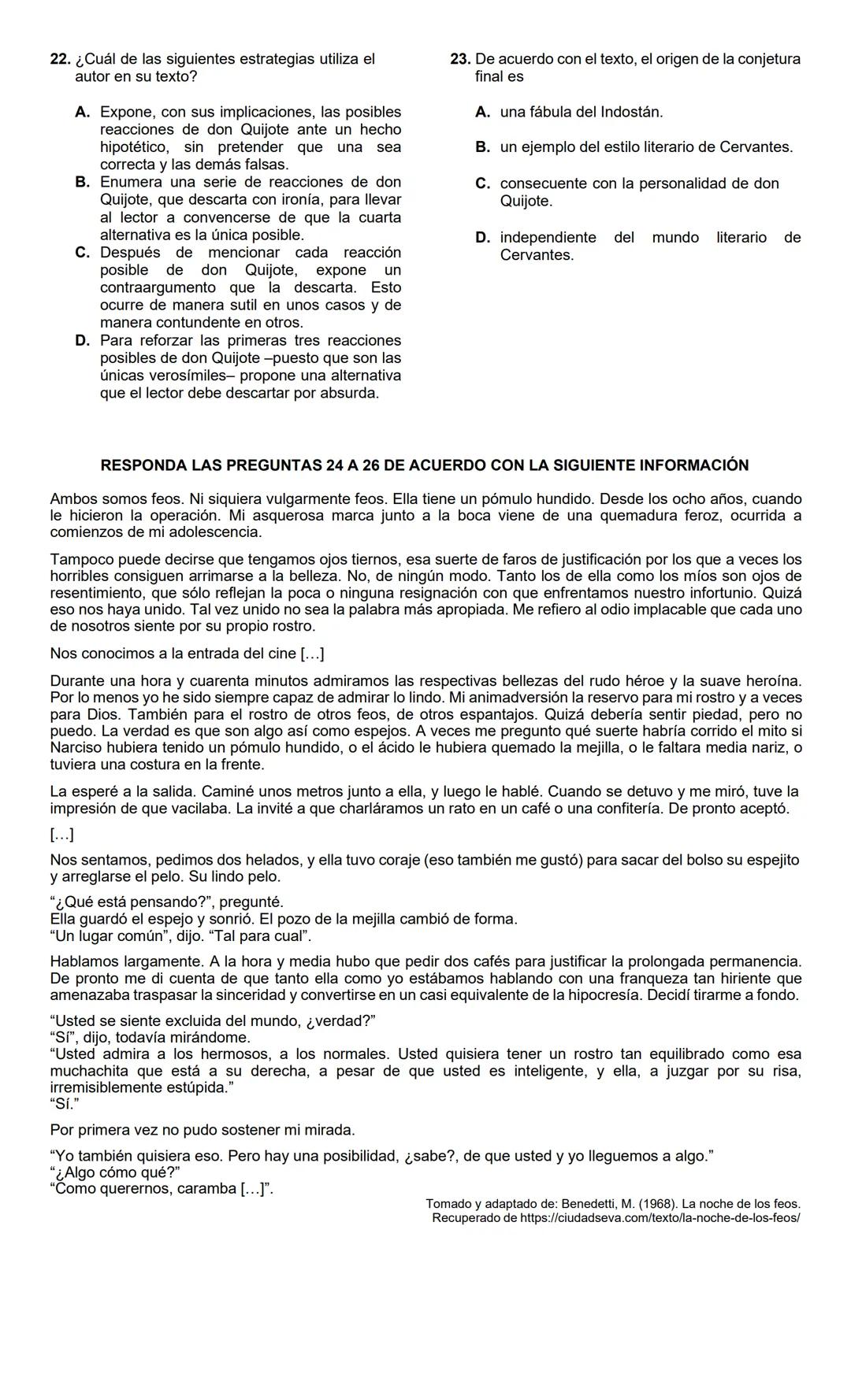 LECTURA CRÍTICA 2022-1
RESPONDA LAS PREGUNTAS 1 A 5 DE
ACUERDO CON LA SIGUIENTE INFORMACIÓN
MUERTOS DE HAMBRE
Me hacen falta muchas cosas pe