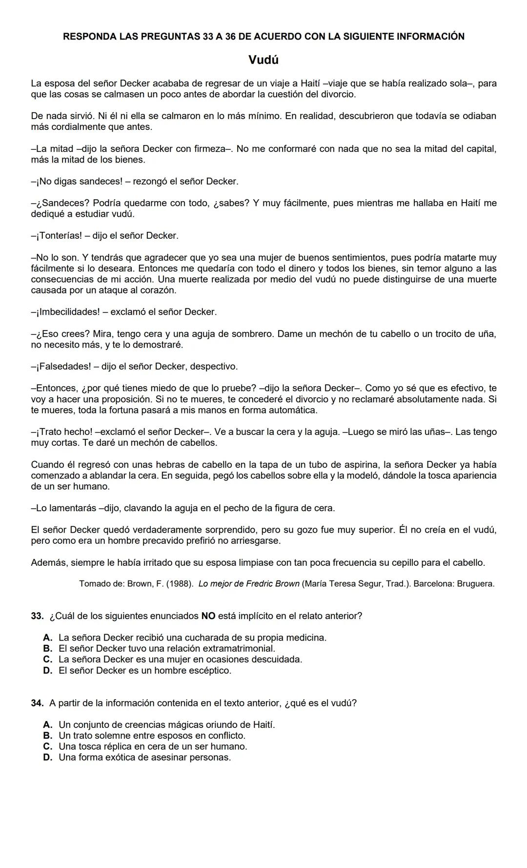 LECTURA CRÍTICA 2022-1
RESPONDA LAS PREGUNTAS 1 A 5 DE
ACUERDO CON LA SIGUIENTE INFORMACIÓN
MUERTOS DE HAMBRE
Me hacen falta muchas cosas pe