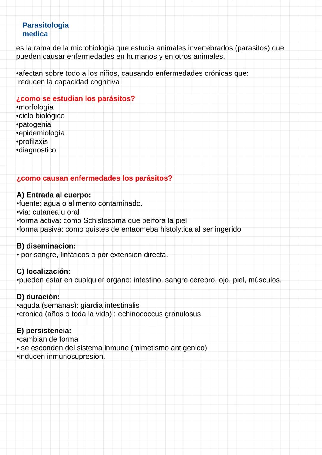 Parasitologia
medica
es la rama de la microbiologia que estudia animales invertebrados (parasitos) que
pueden causar enfermedades en humano