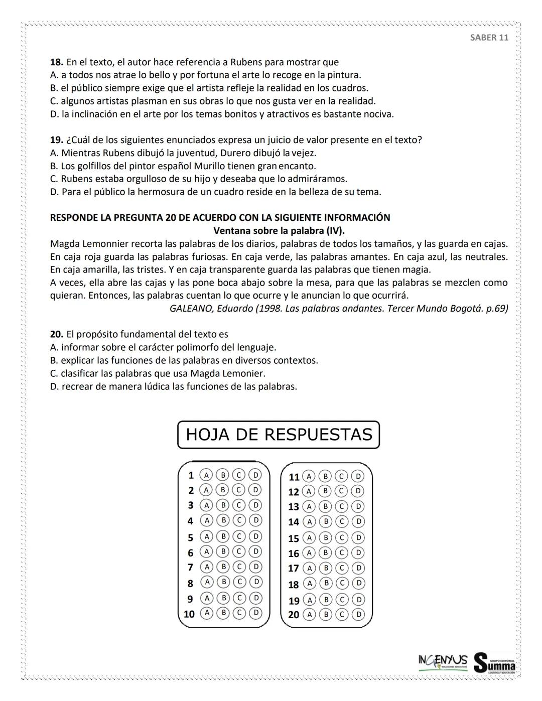 125 PREGUNTAS - 4 HORAS 30
MINUTOS.
SIMULACRO
DE
PRUEBAS
SABER 11°
¿Que tal si nos evaluamos?
SCAN ME
Tu
Profe
NERDOS PERO CON ESTILO
2ª EDI