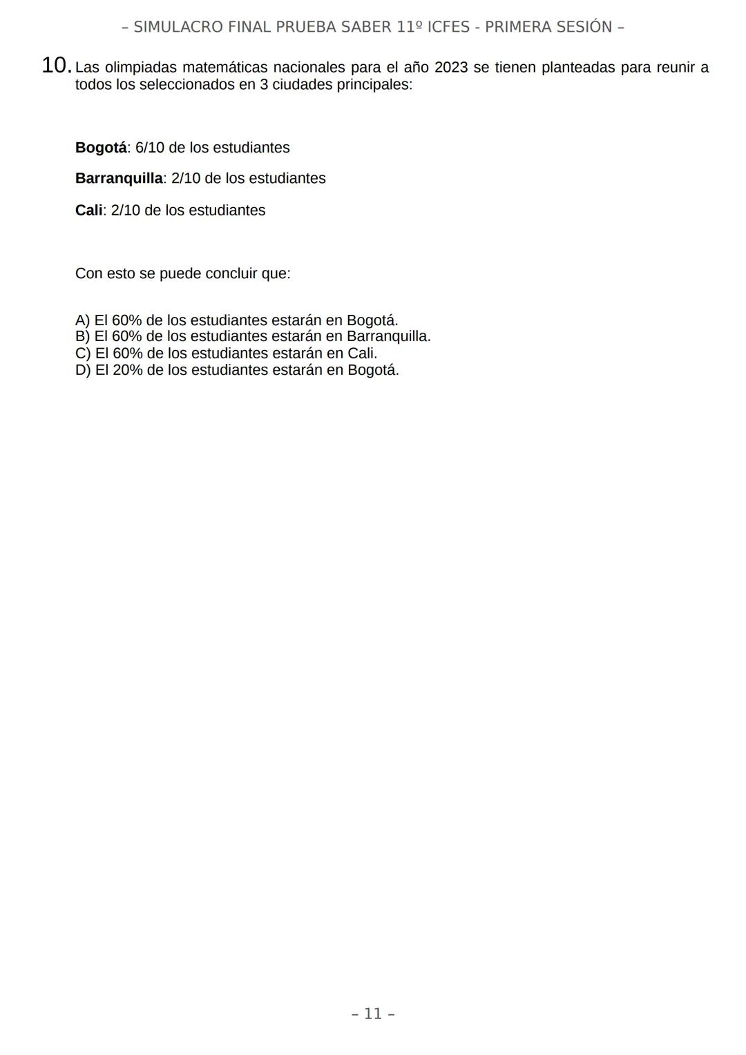 # SIMULACRO FILADD
filadd - SIMULACRO FINAL PRUEBA SABER 11º ICFES - PRIMERA SESIÓN -
¡Bienvenido/a al simulacro final de tu curso!
Llegó