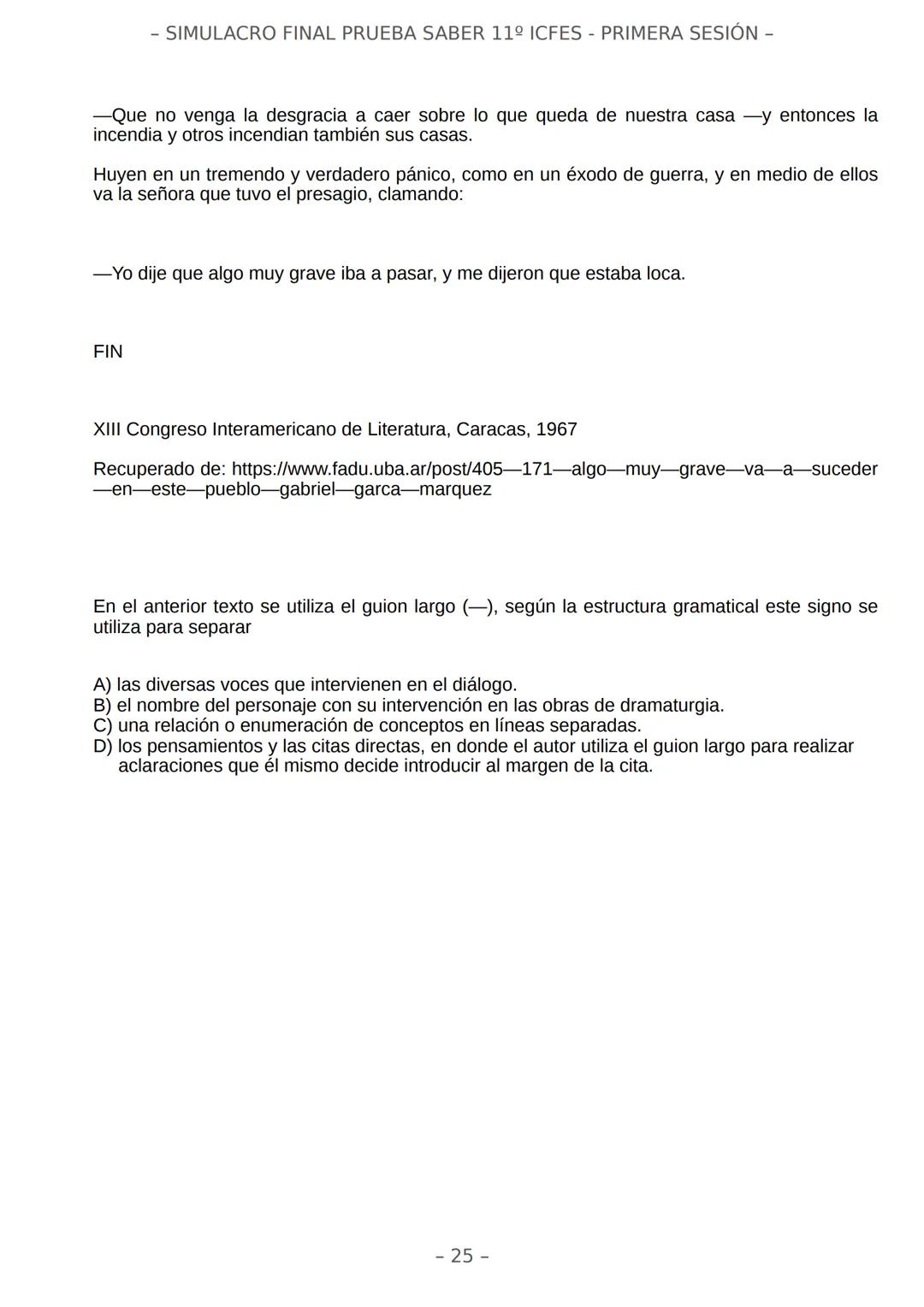 # SIMULACRO FILADD
filadd - SIMULACRO FINAL PRUEBA SABER 11º ICFES - PRIMERA SESIÓN -
¡Bienvenido/a al simulacro final de tu curso!
Llegó