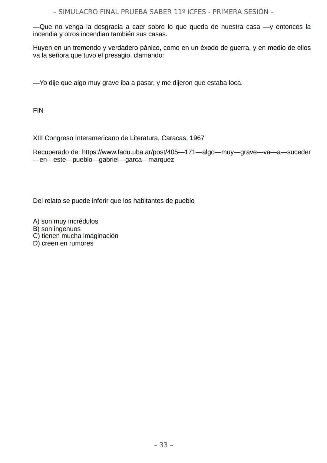 # SIMULACRO FILADD
filadd - SIMULACRO FINAL PRUEBA SABER 11º ICFES - PRIMERA SESIÓN -
¡Bienvenido/a al simulacro final de tu curso!
Llegó