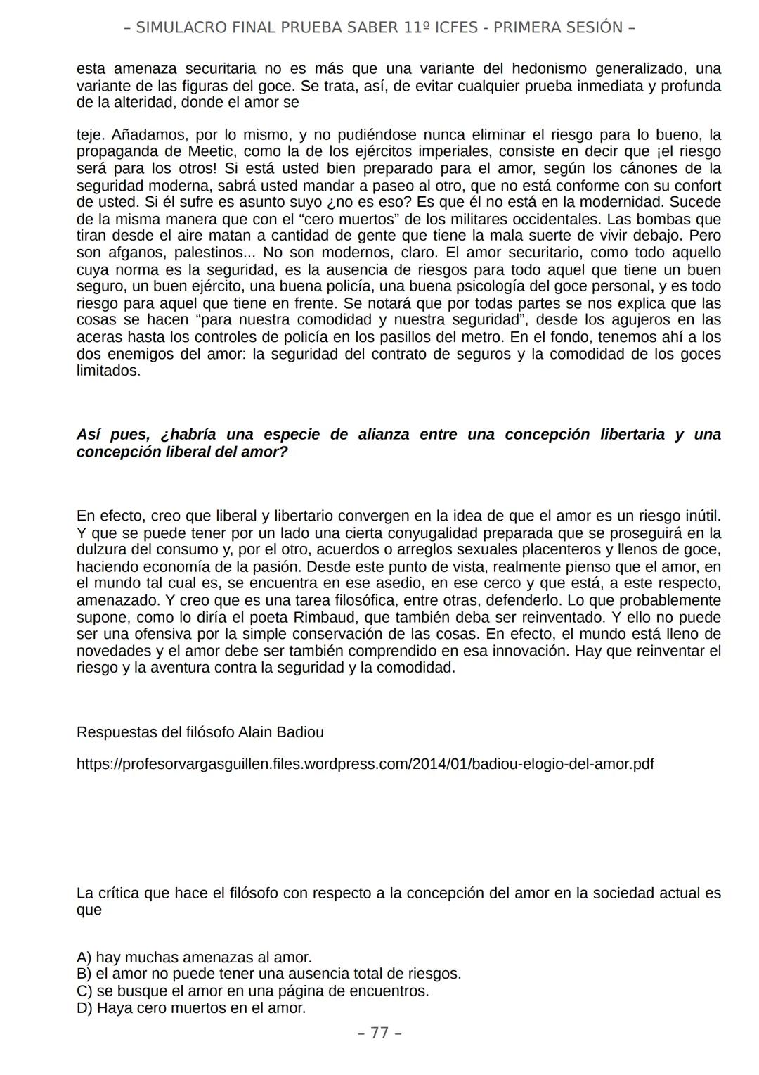 # SIMULACRO FILADD
filadd - SIMULACRO FINAL PRUEBA SABER 11º ICFES - PRIMERA SESIÓN -
¡Bienvenido/a al simulacro final de tu curso!
Llegó