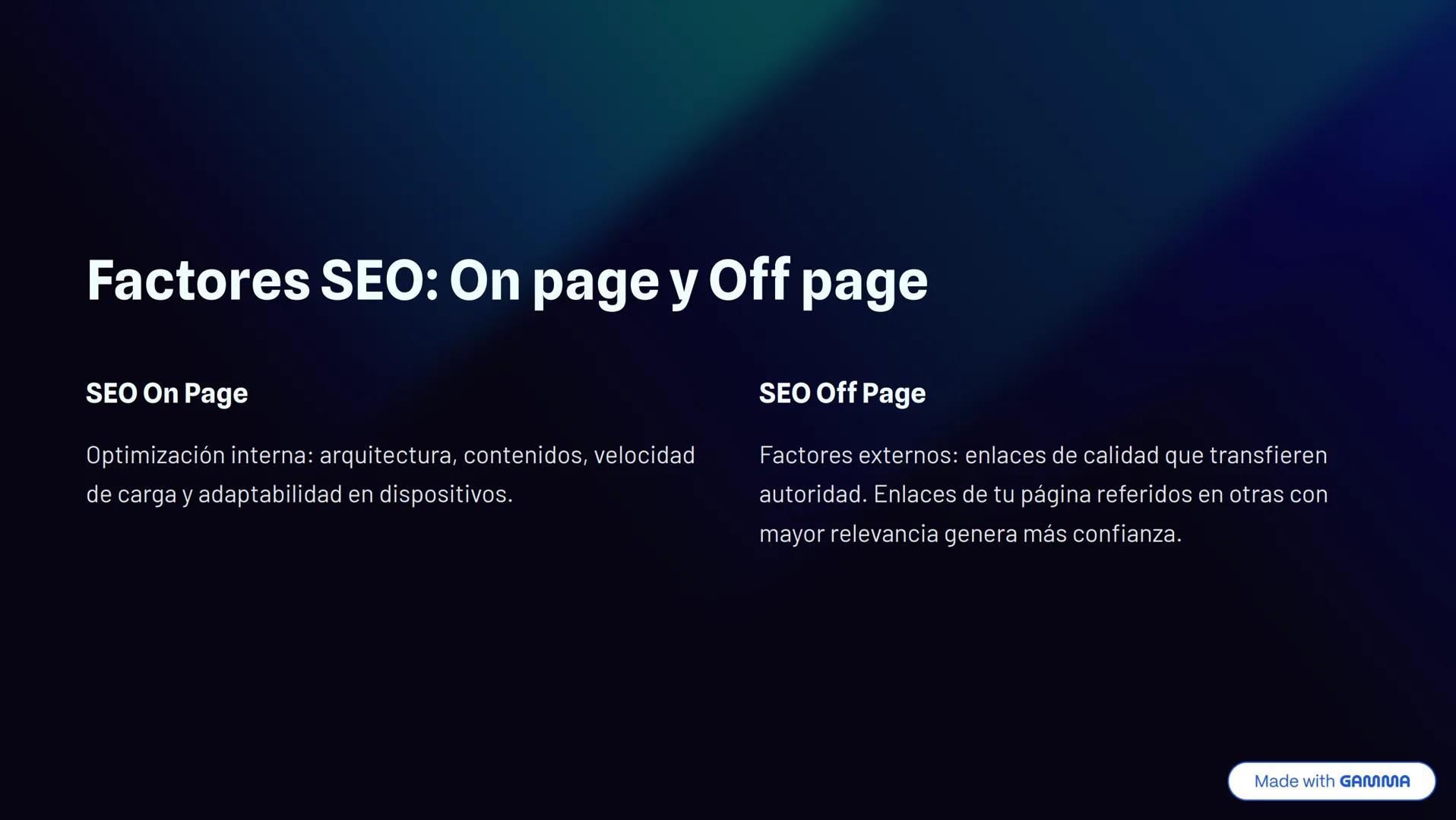 ¿Qué es el SEO? Importancia
en el desarrollo web
SEO significa optimización para motores de búsqueda. Es clave para
la visibilidad online.
G