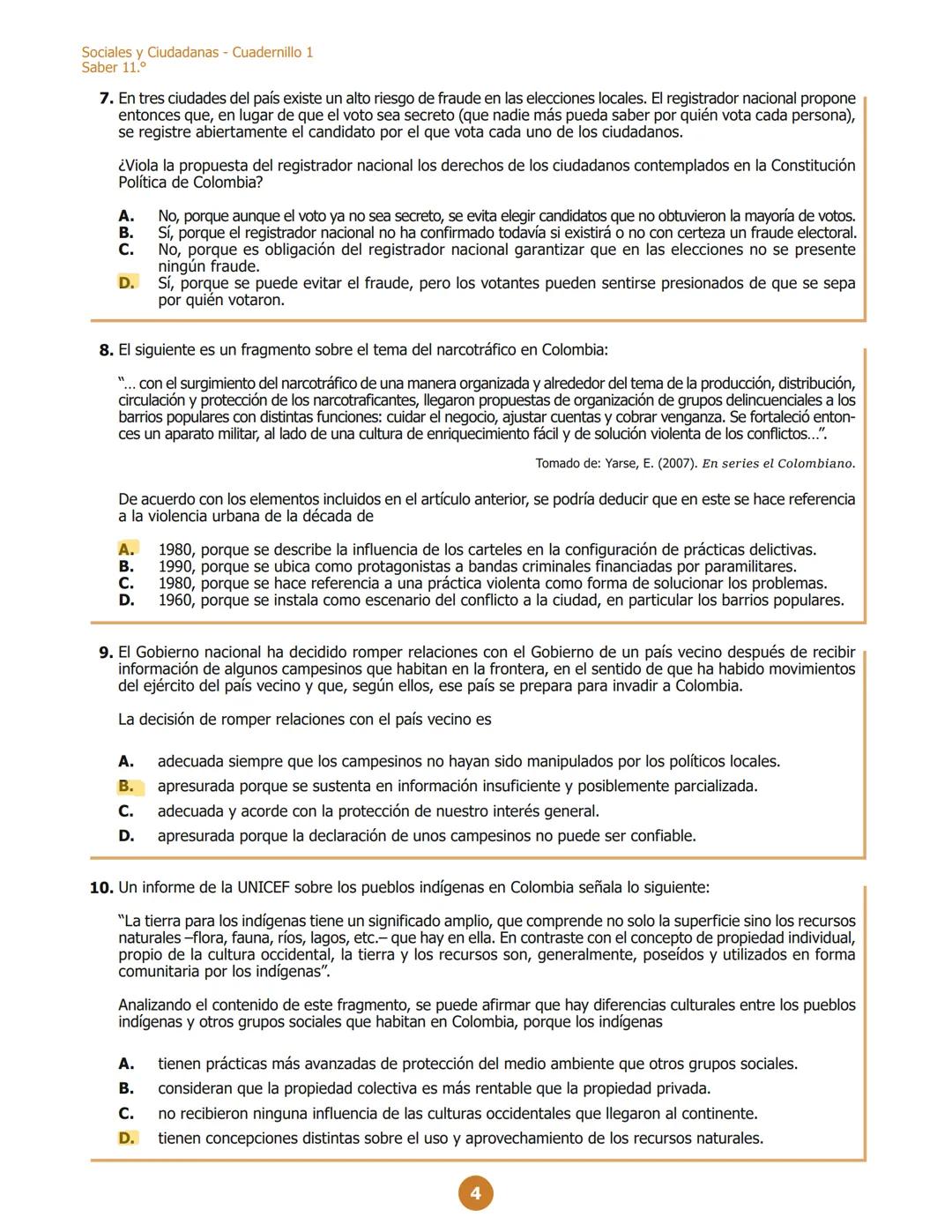 MINISTERIO DE EDUCACIÓN
NACIONAL
G11.D.D
D111
Sociales y Ciudadanas
Cuadernillo 1
2023
11.°
GRADO
07
¡Hola!
Queremos agradecer tu participac