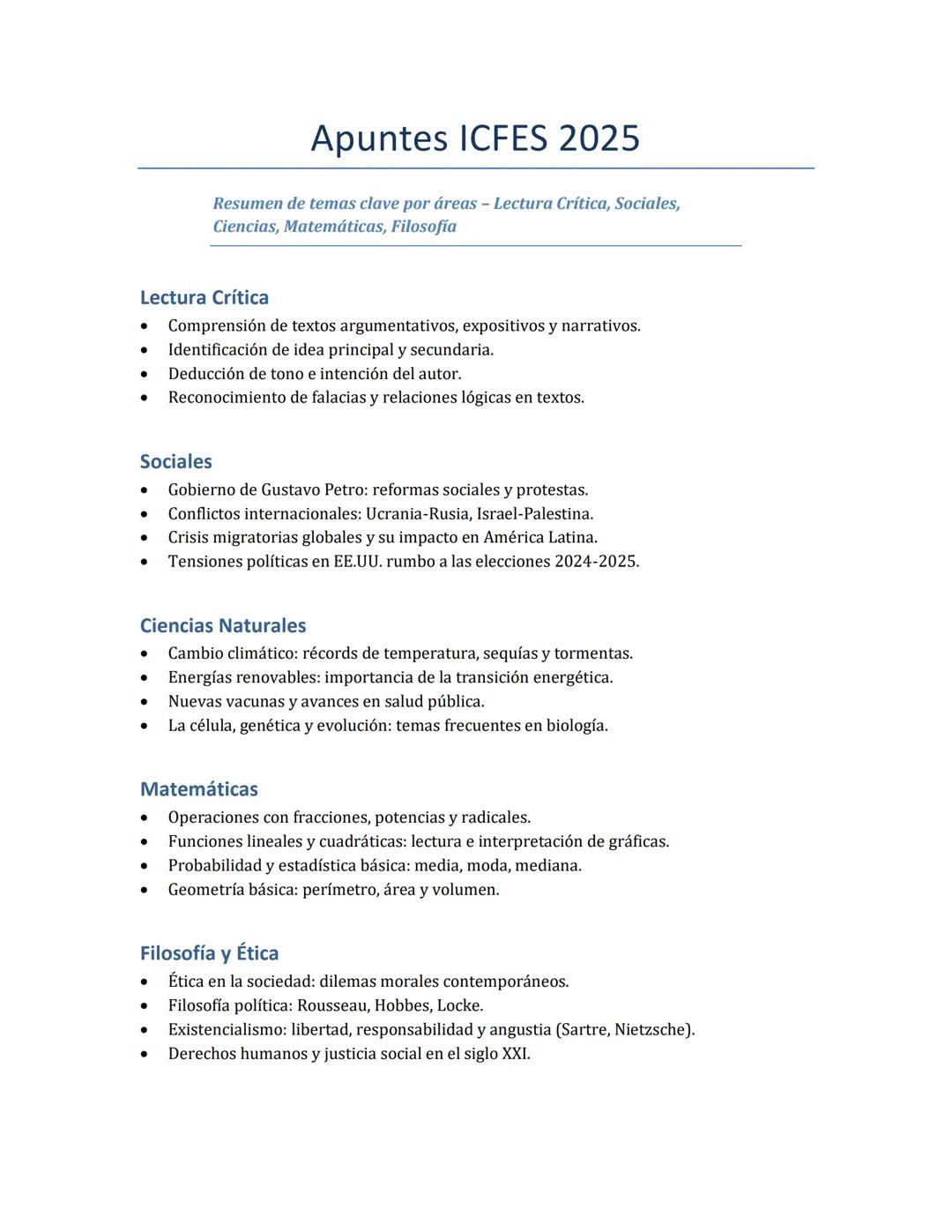 Apuntes ICFES 2025-Actualizados por áreas